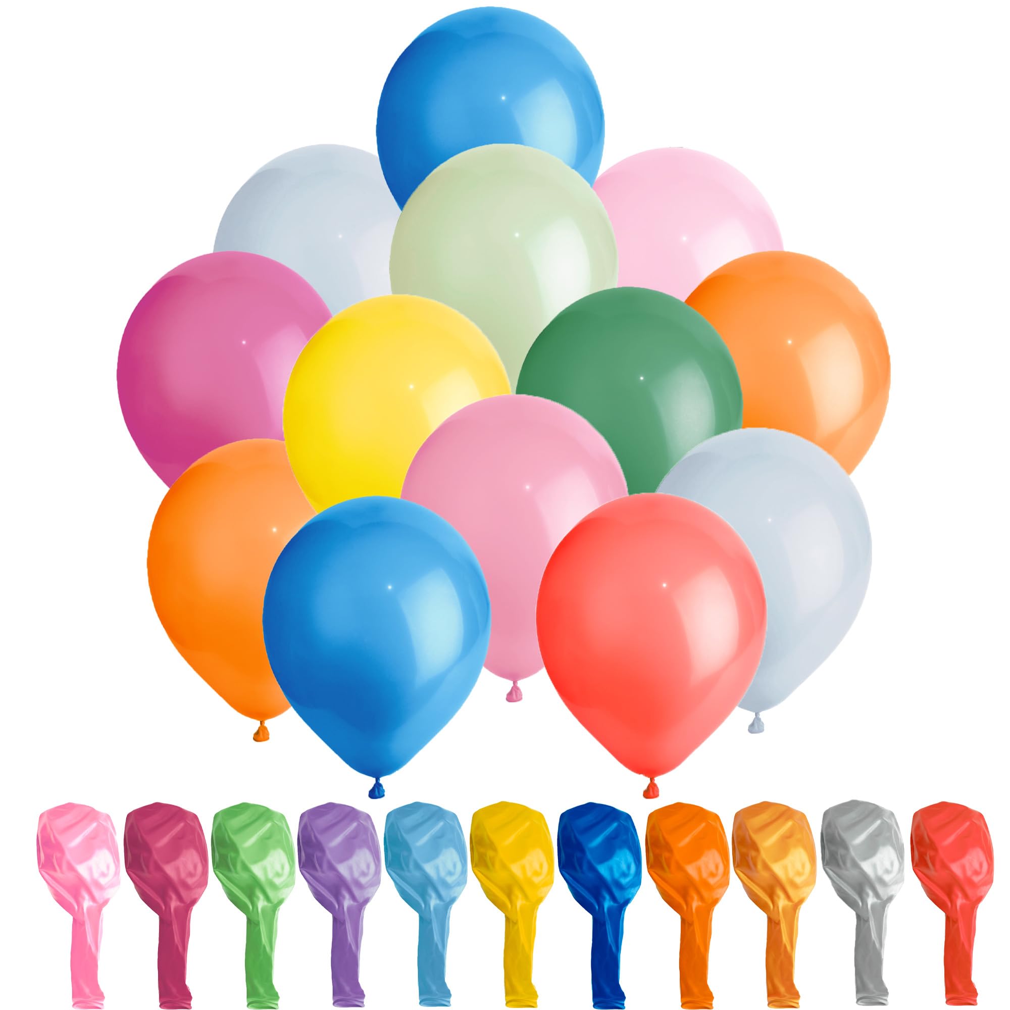 SHATCHI Rainbow Balloons 50 Pack - 12 Inch Metallic Latex Party Decorations