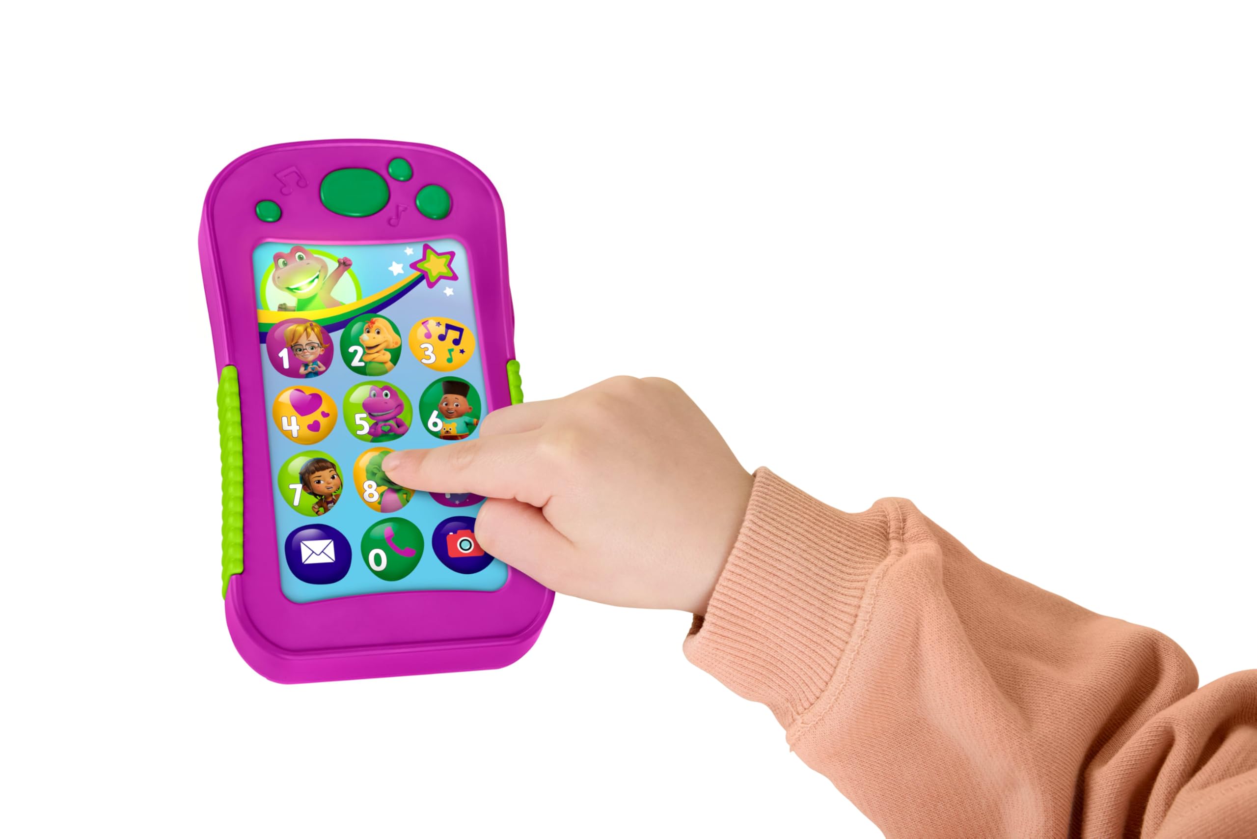 Barney World Hey Phone Toy – Musical Light-Up Phone with Songs & Phrases for Toddlers 2+