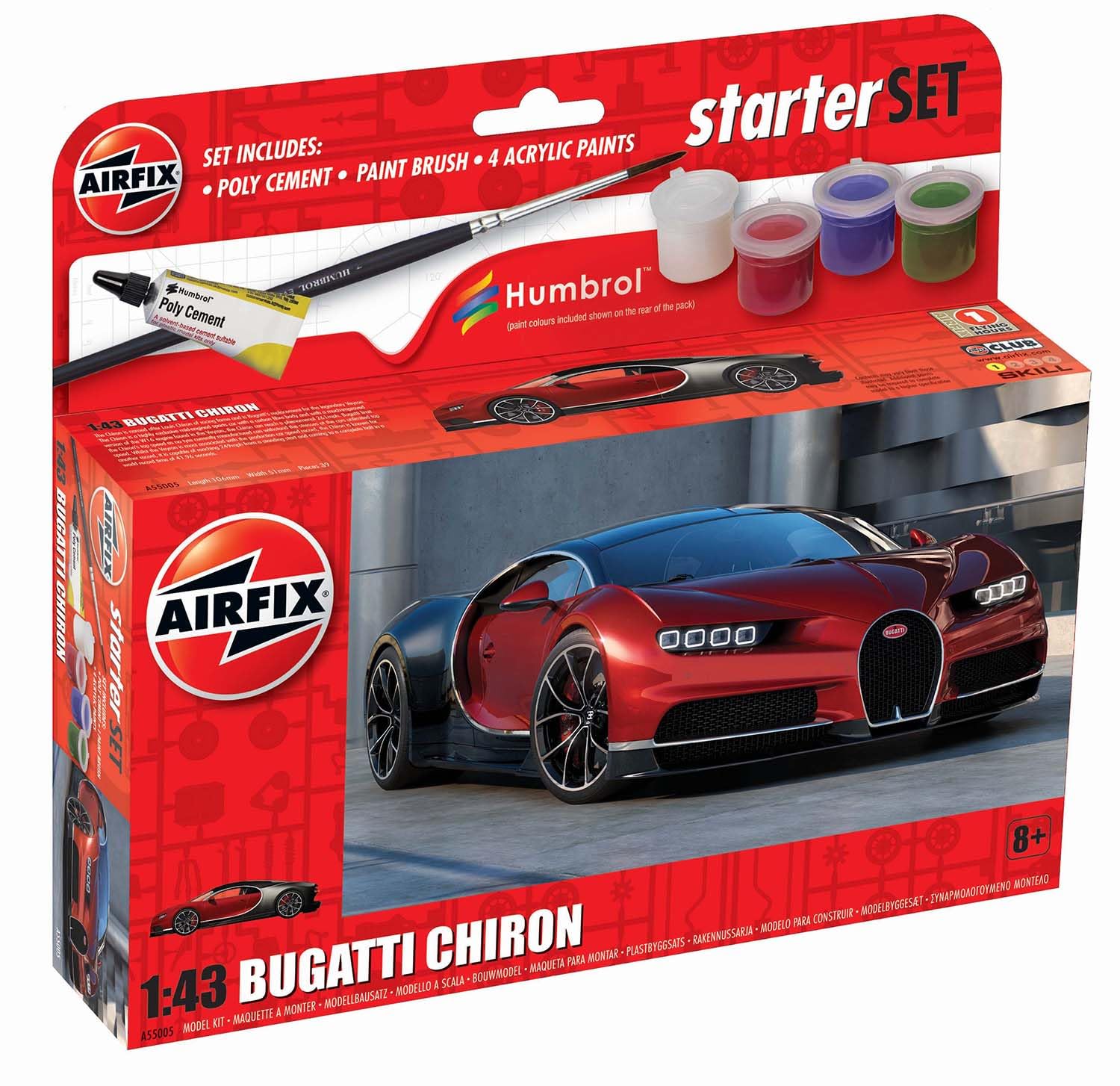 Airfix A55005 Bugatti Chiron Model Kit - Plastic Car Building Set for Adults & Kids 8+
