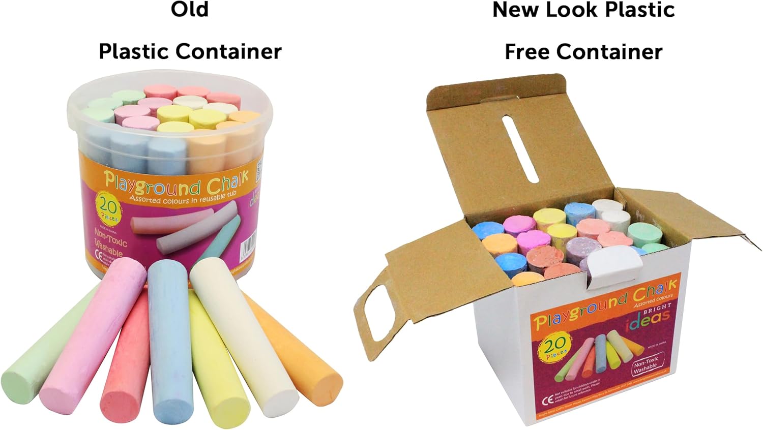 Bright Ideas PK20 10cm Giant Assorted Playground Chalk - Outdoor Creative Playset 4