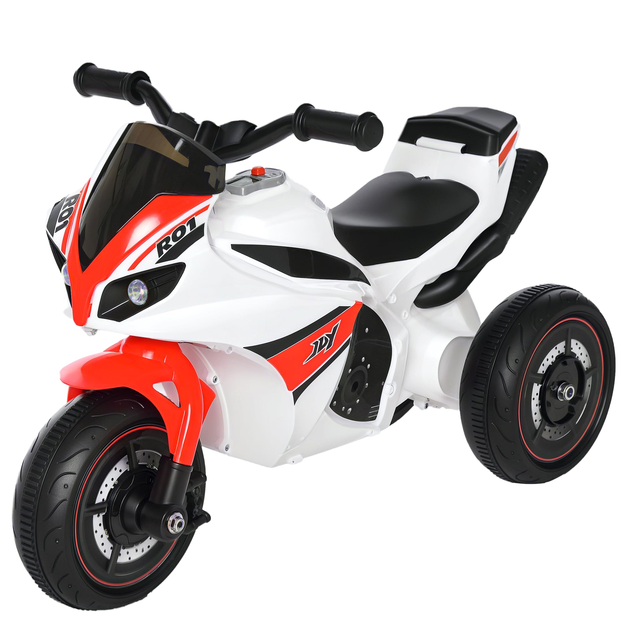 HOMCOM Kids Police Ride-On Bike - Push Power, Music & Lights | Ages 18-36 Months | Max Load 20kg