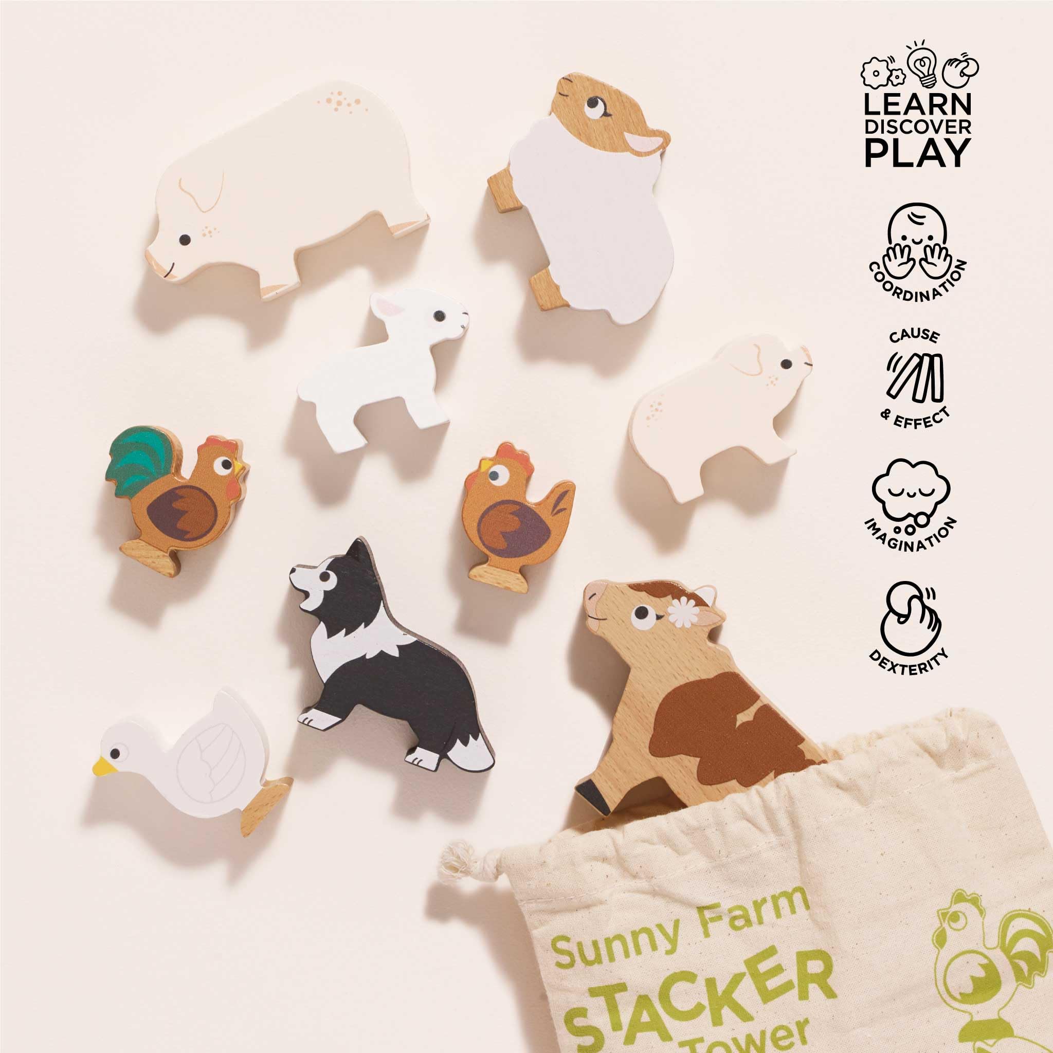 Le Toy Van Farm Animals Wooden Stacking Toy PL141 | Ages 18 Months+ | 9 Pieces 4