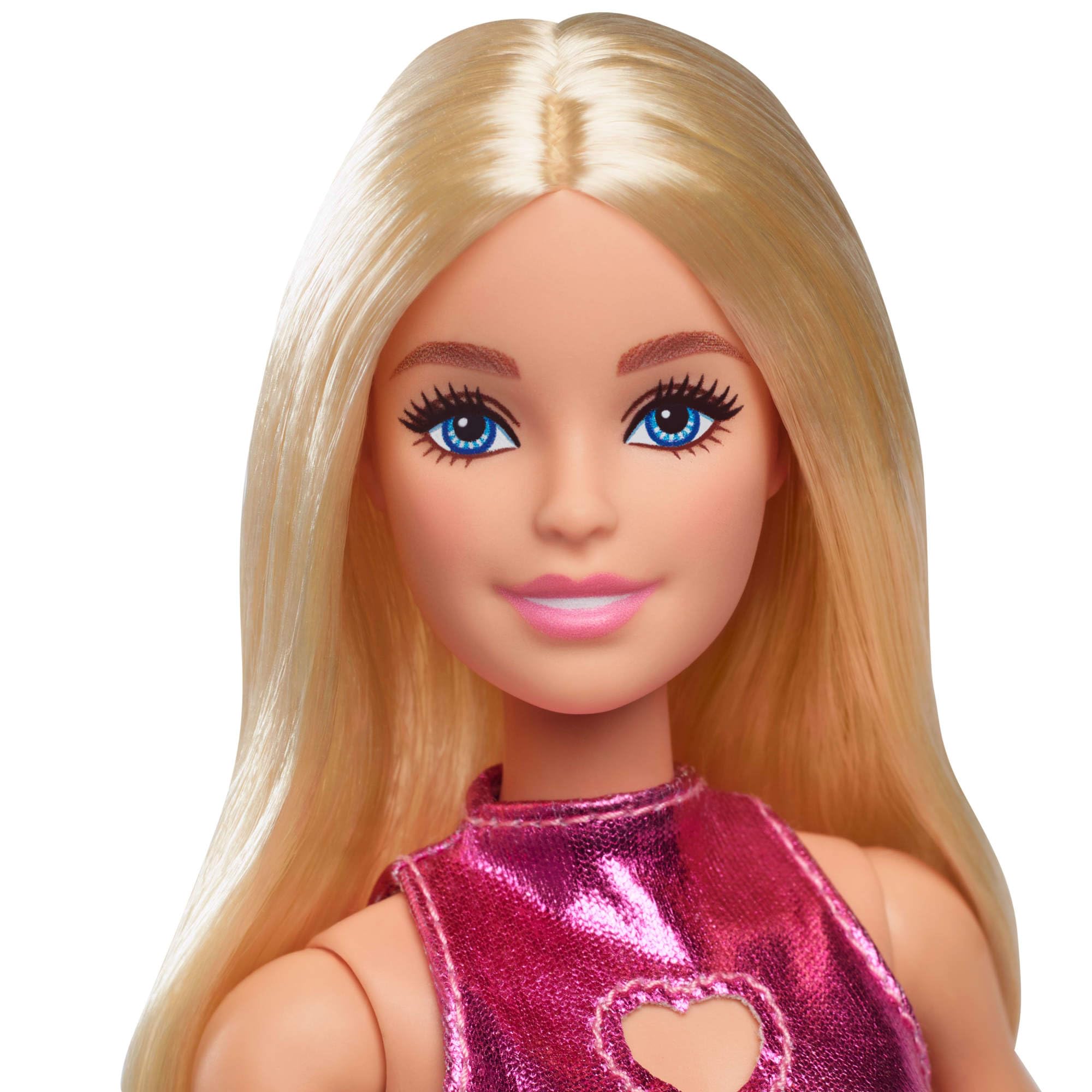 Barbie Fashionistas Doll #230 - Blond Hair, Metallic Pink Minidress with Heart Cut-Out, Ages 3+ 3