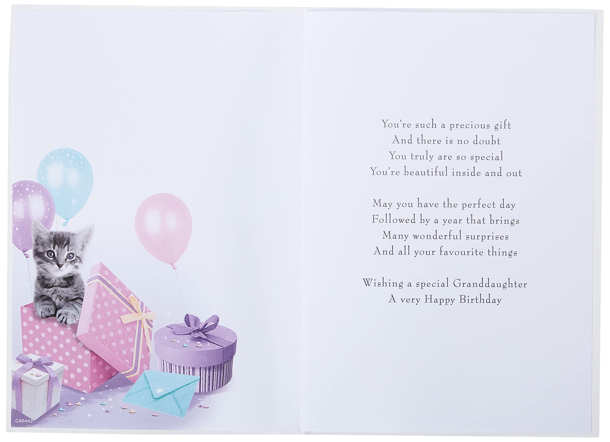 Piccadilly Greetings Granddaughter Birthday Card | 9 x 6 inches | Pink 2