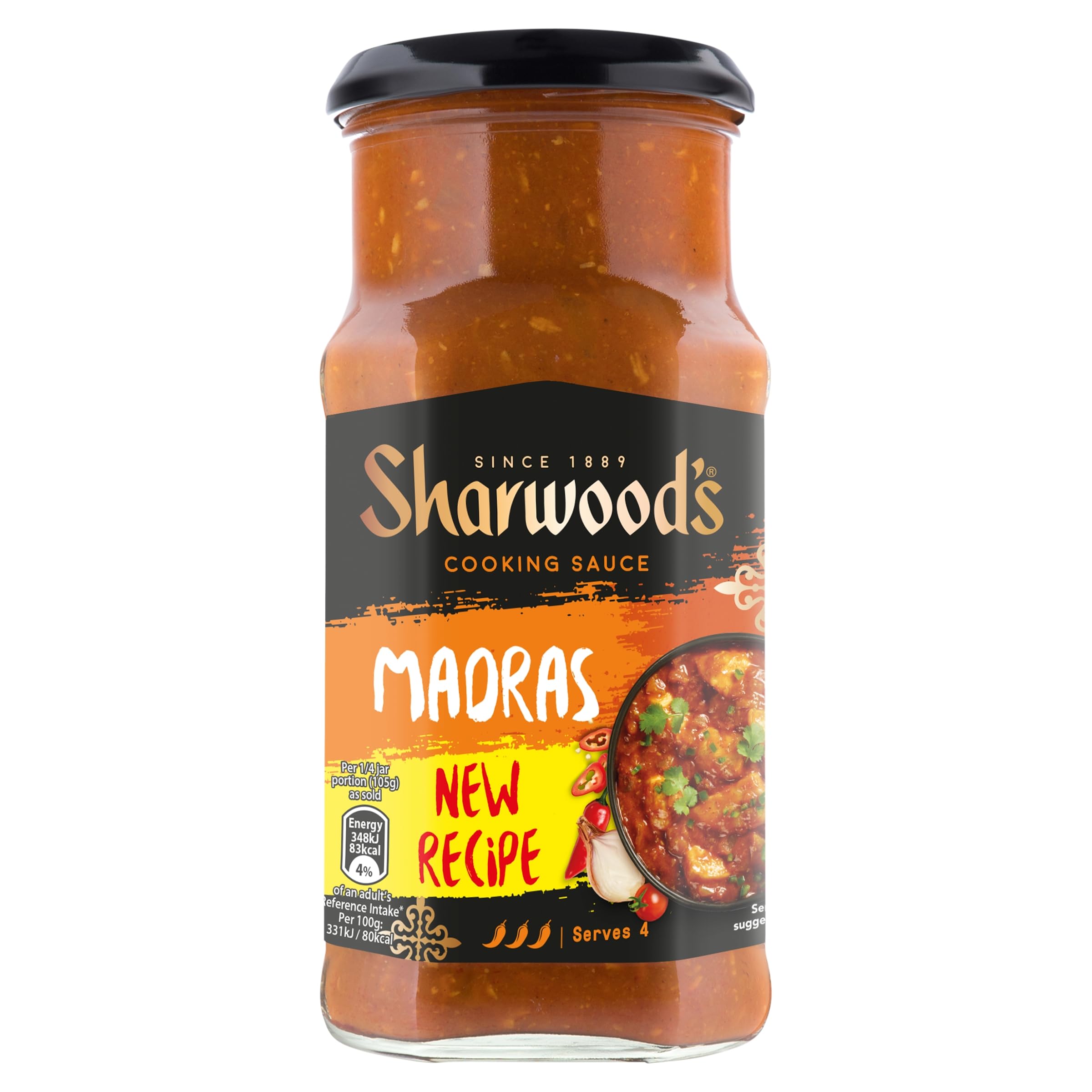 Sharwood's Madras Curry Sauce - Authentic Indian Flavour | Medium Heat | 420g Jar