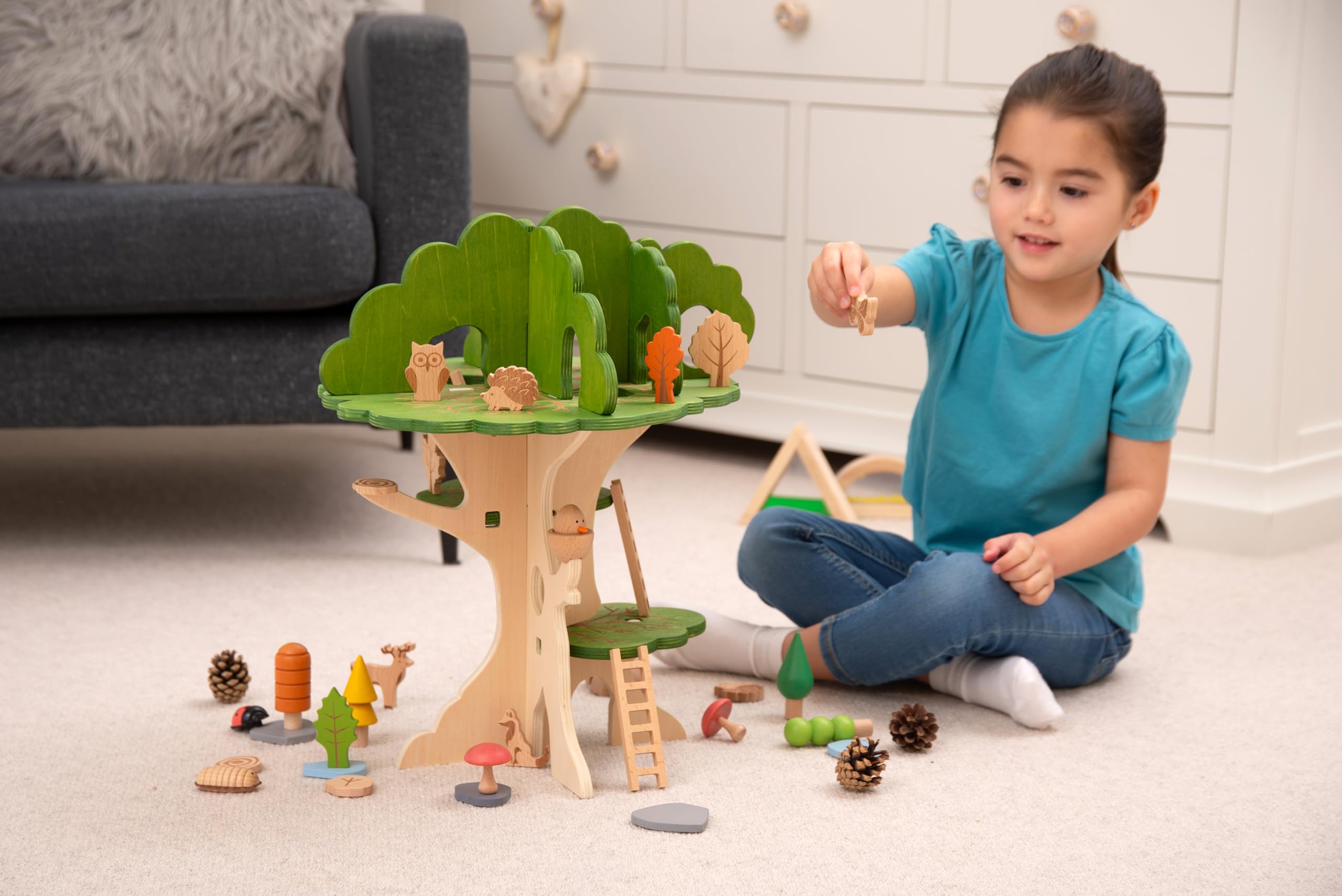 tickit Woodland Trail Tree House - 3-Tier Wooden Playset for Ages 3+ 4