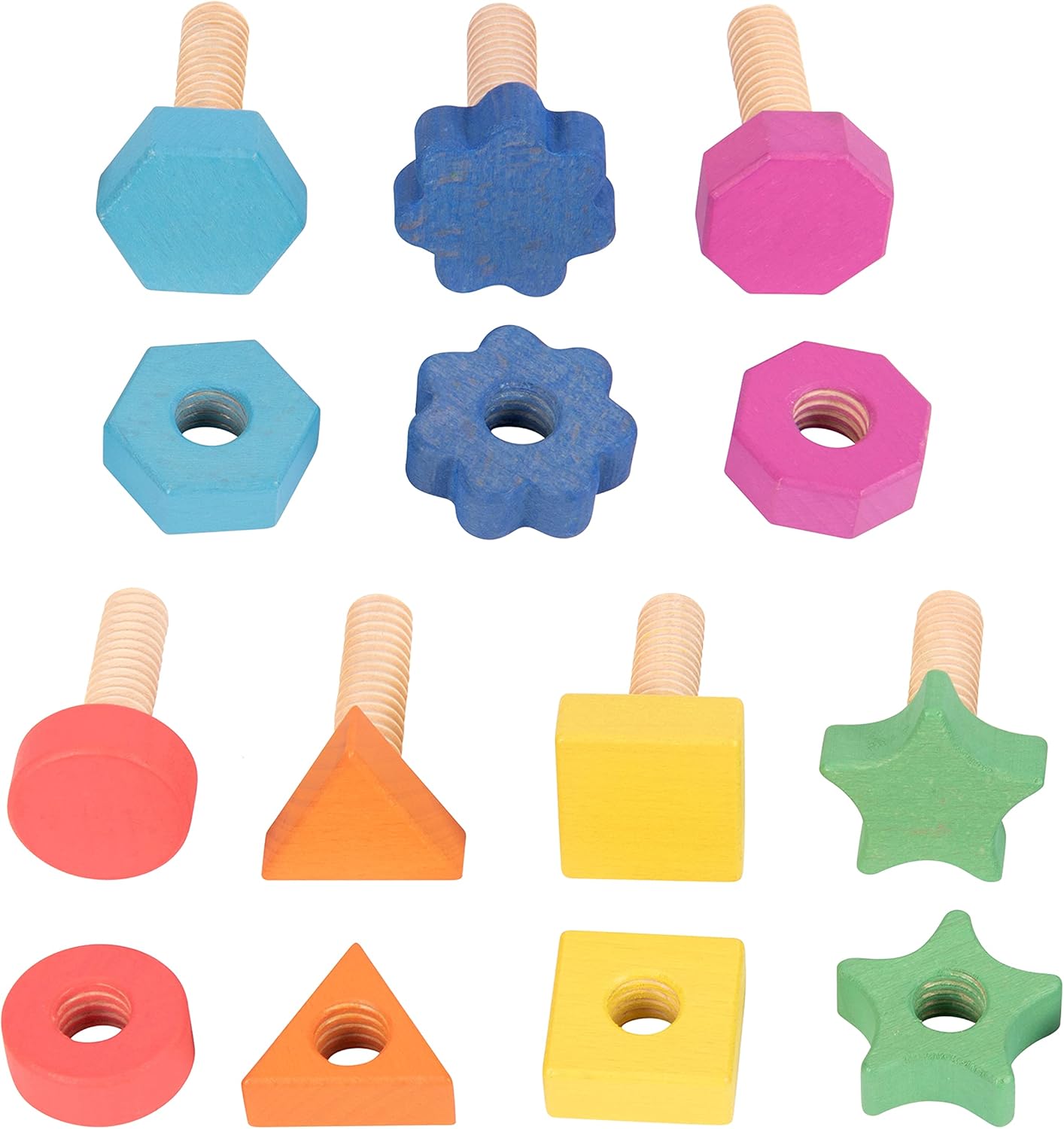 TickiT Rainbow Wooden Nuts & Bolts Pack - Educational Toddler Toy for Fine Motor Skills