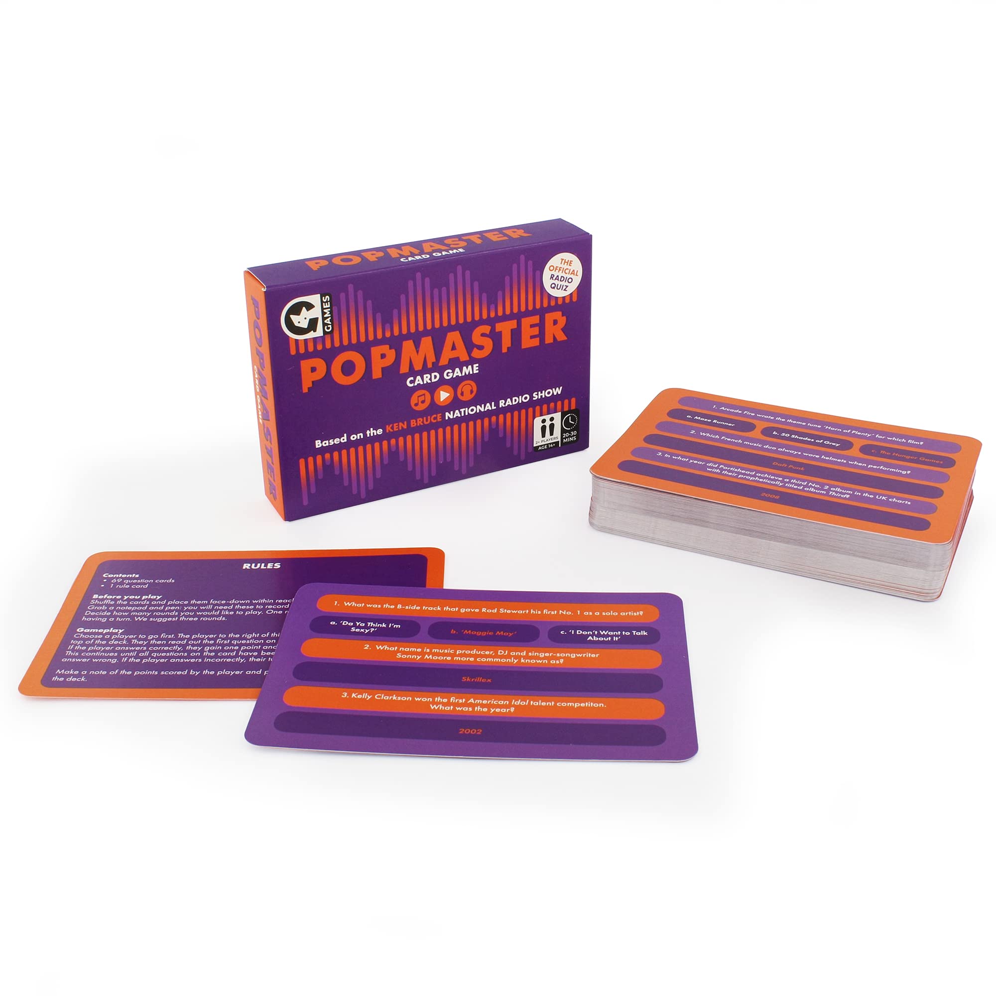 Ginger Fox PopMaster BBC Radio 2 Quiz Card Game | 2+ Players | Ages 14+