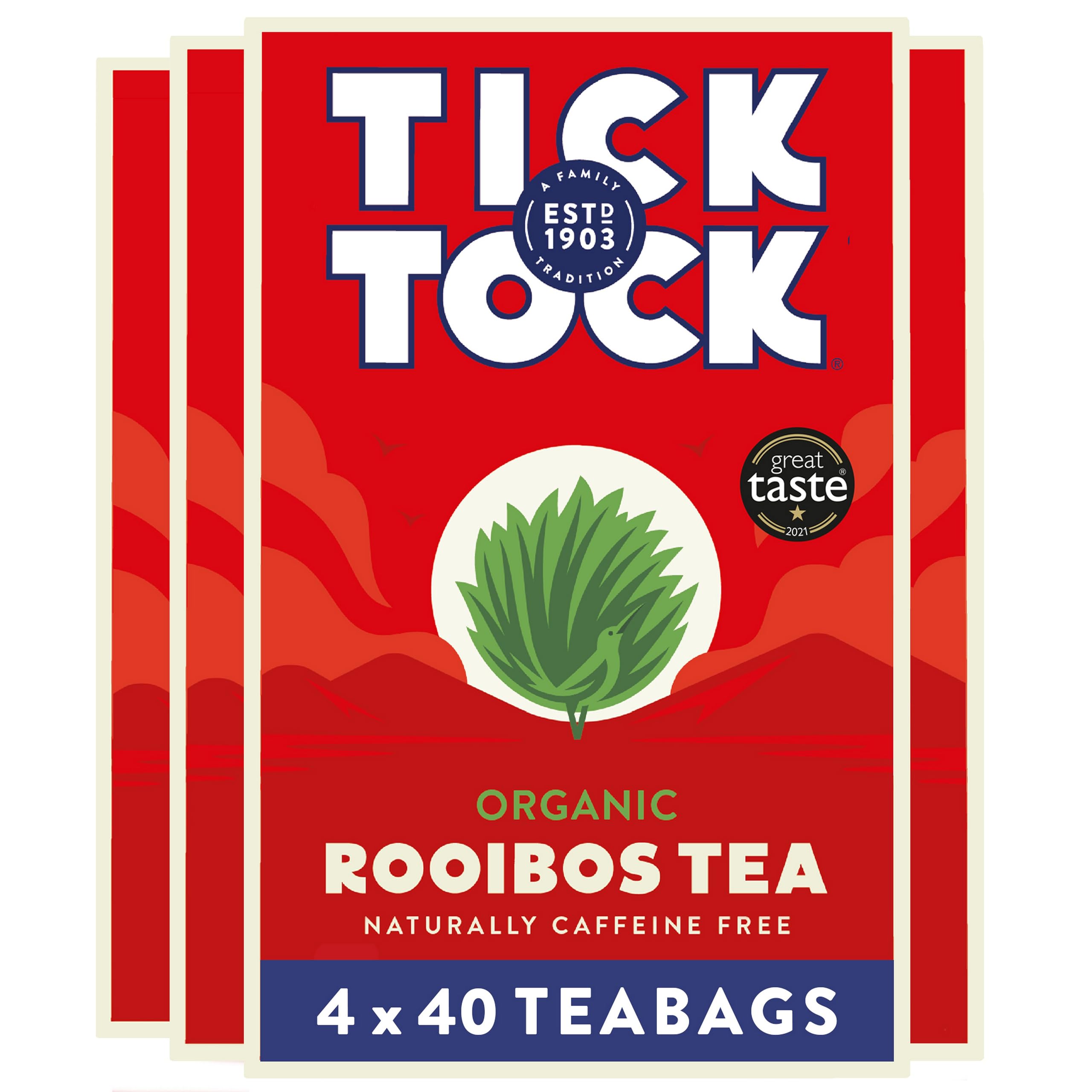Tick Tock Organic Rooibos Tea, Caffeine-Free, 160 Tea Bags (4 x 40) 8