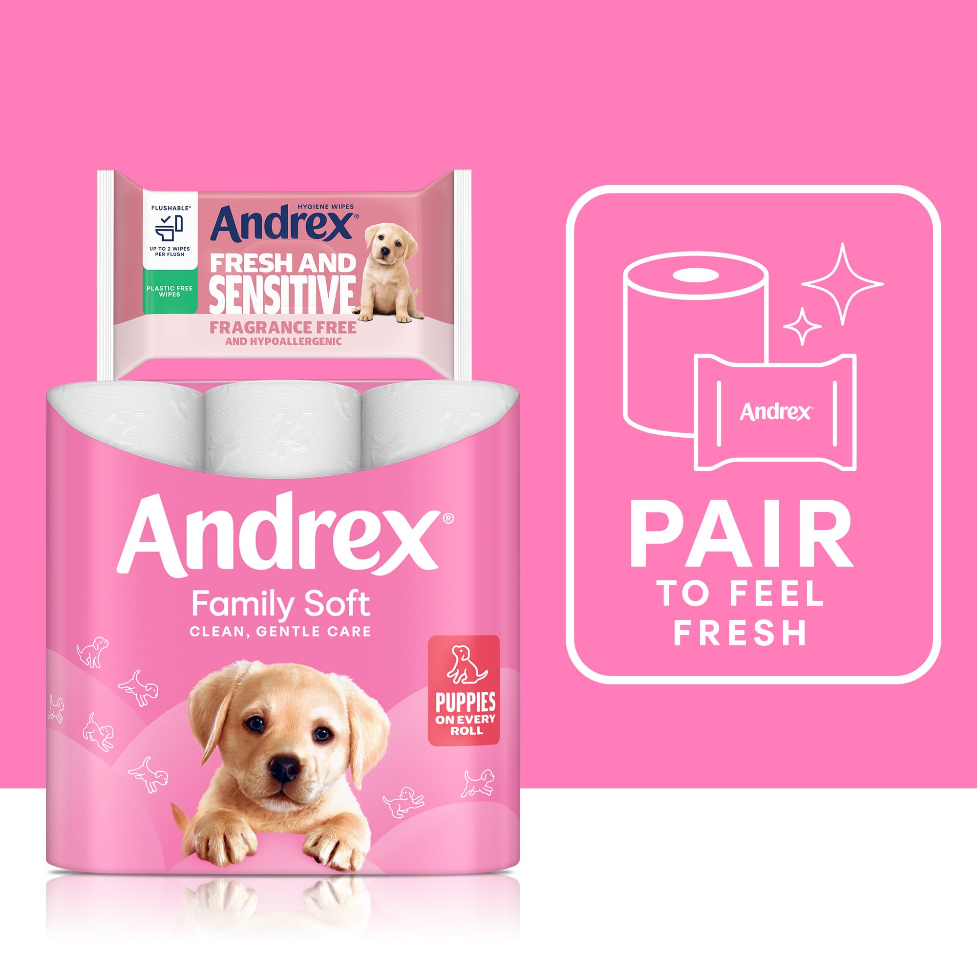 Andrex Fresh & Sensitive Hygiene Wipes - Hypoallergenic & Flushable | 12 Packs of 30 Sheets 3