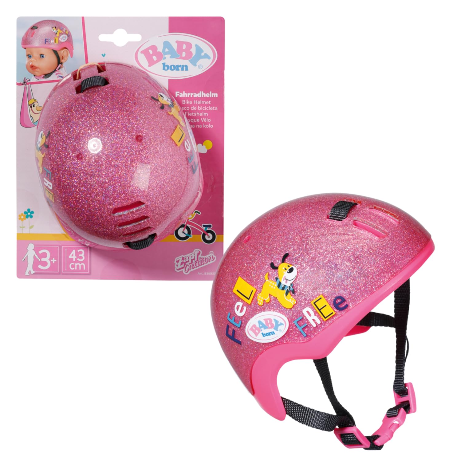 BABY Born 43 cm Doll Bike Helmet - Pink Glitter Safety Accessory for Kids 3+