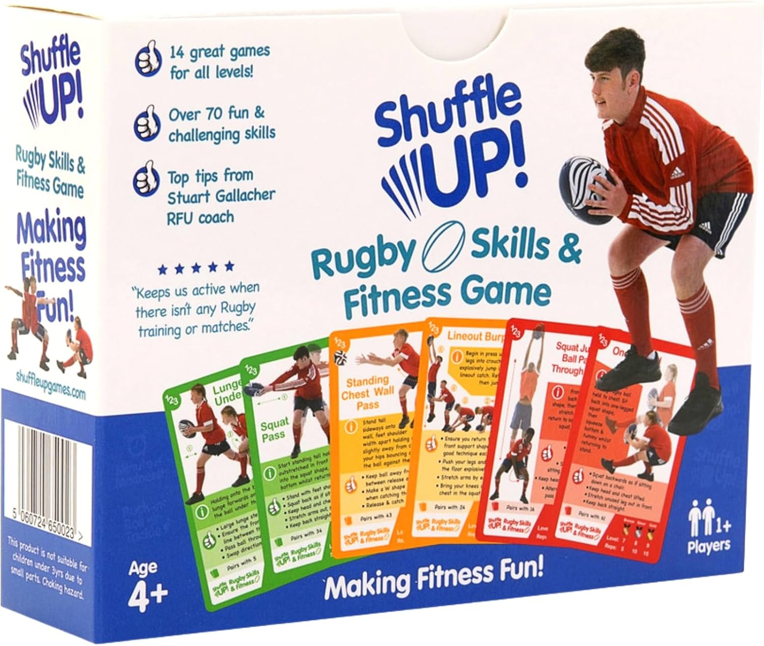 Shuffle Up Rugby Games - 70+ Fun & Active Fitness Workout Card Game for Kids and Family