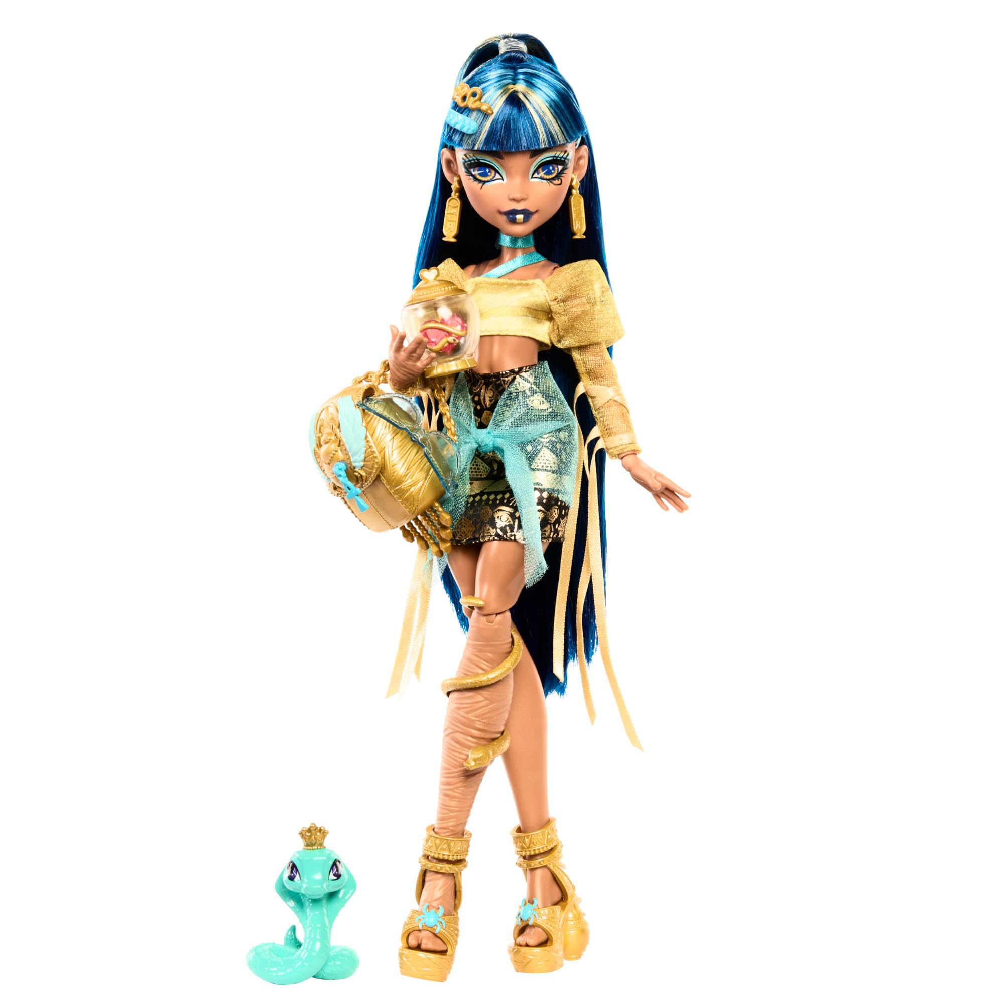 Monster High Cleo De Nile Doll - Mummy Style in Gold | 5.9 inches | Model HXH74