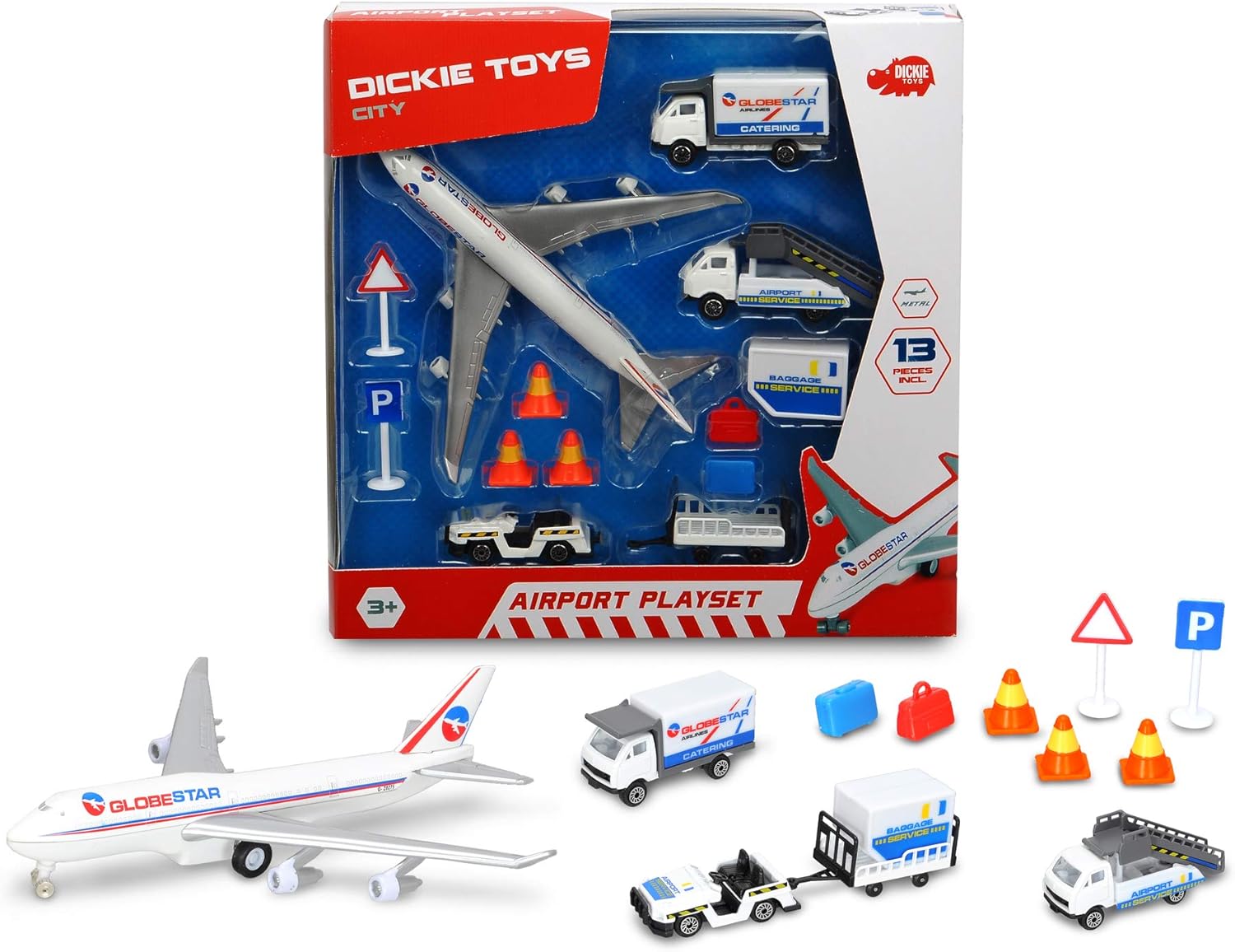 Dickie 203743001 Airport Playset - Vehicle Playset with 13 Pieces for Kids 3+ 11