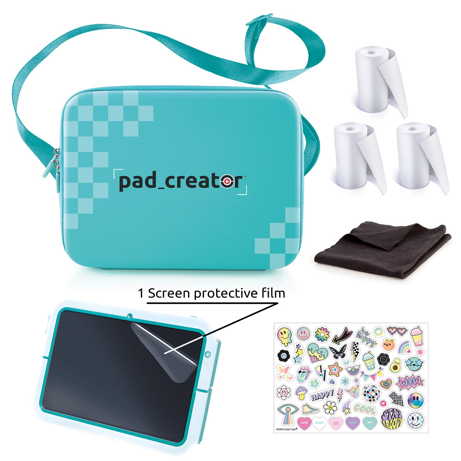 Canal Toys Pad Creator Instant Print Tablet Case - Teal Protective Carry Case with Sticker Sheet & Refills 6