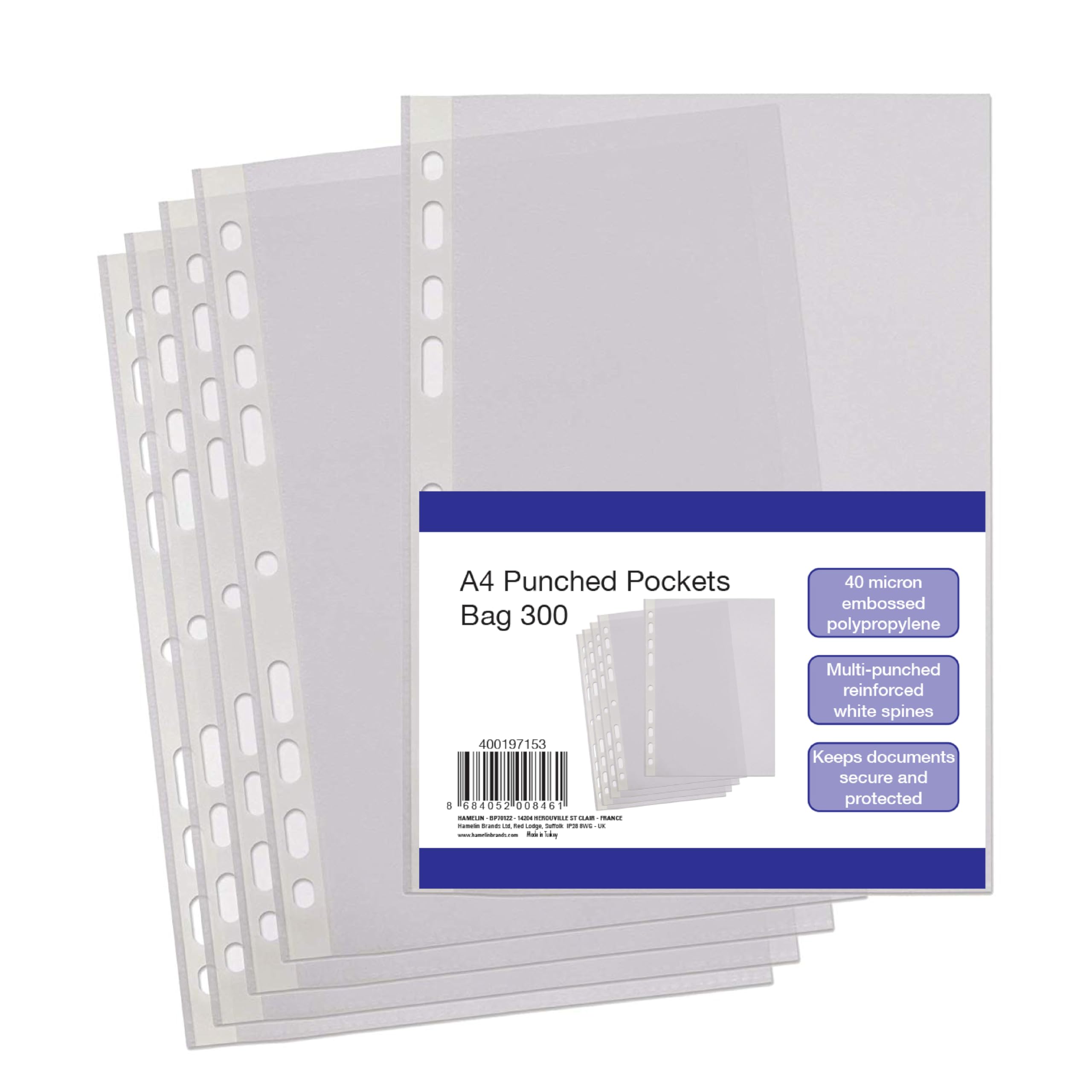 SUMMIT A4 Bulk Punched Pockets - 300 Clear Plastic Sleeves with Embossed Finish | Top Loading 1
