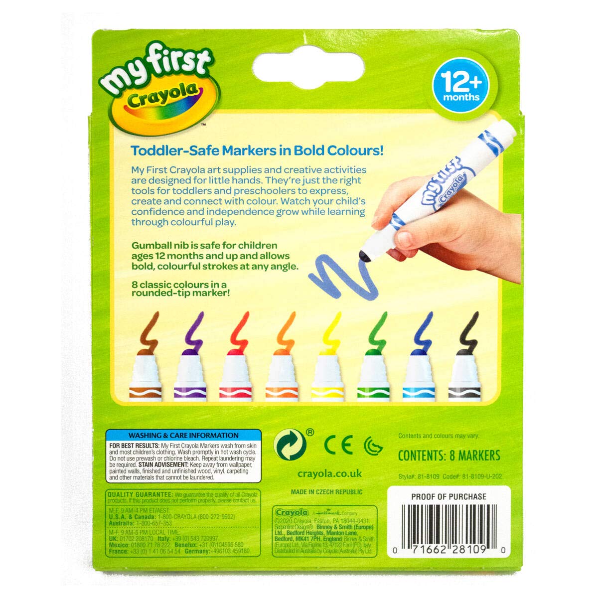 CRAYOLA My First Washable Markers - Easy-Grip for Toddlers 1+ 3