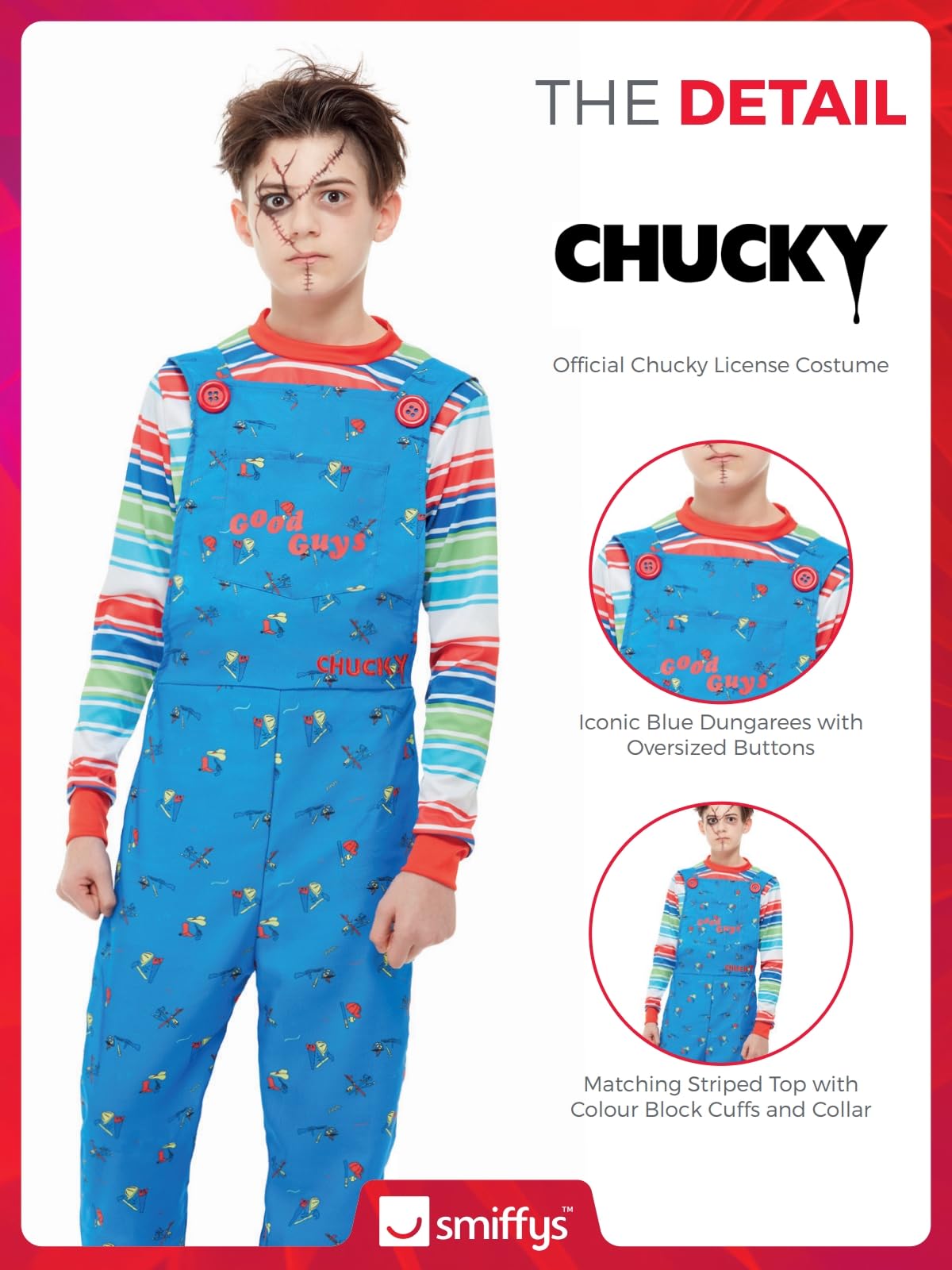 Smiffys Chucky Costume - Kids Unisex Halloween Fancy Dress 14