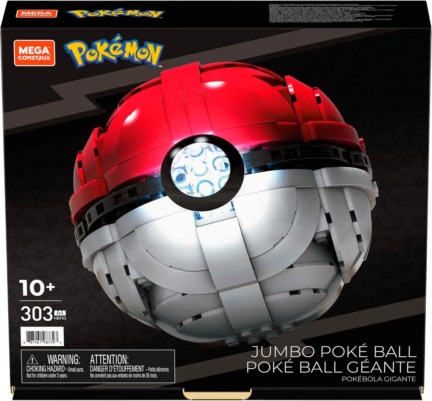 MEGA Pokémon Jumbo Poké Ball Building Set - 5-inch Light-Up Collectible, 303 Pieces 5
