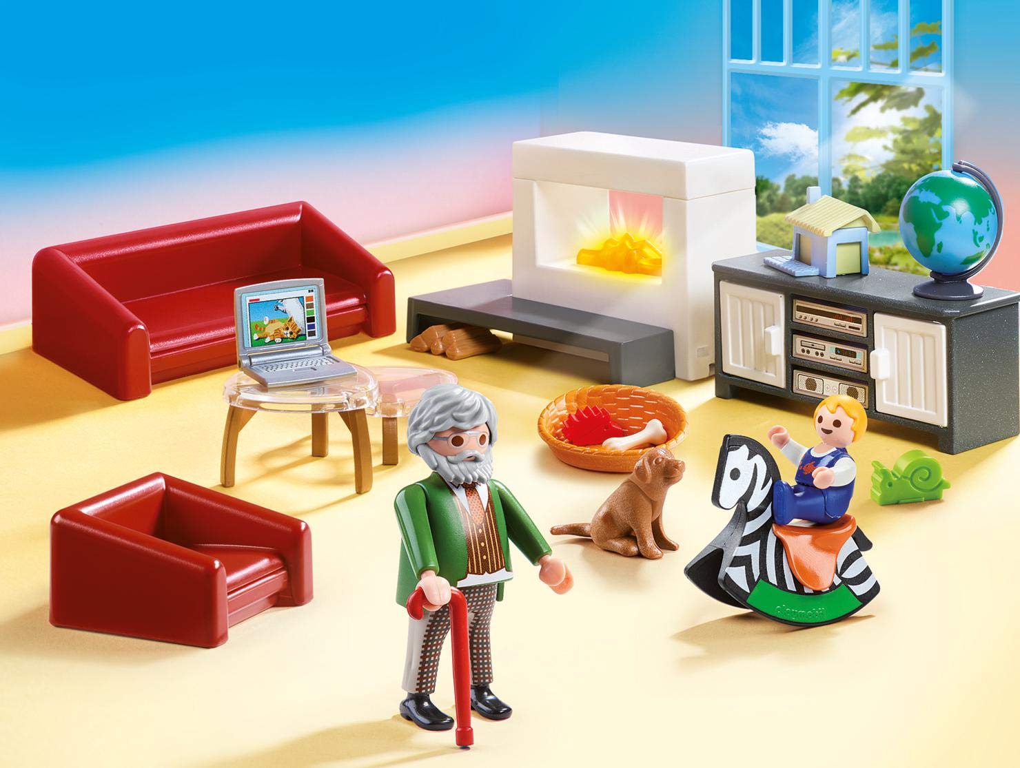 Playmobil 70207 Dollhouse Living Room with Fireplace - Light-Up Playset for Ages 4+ 7