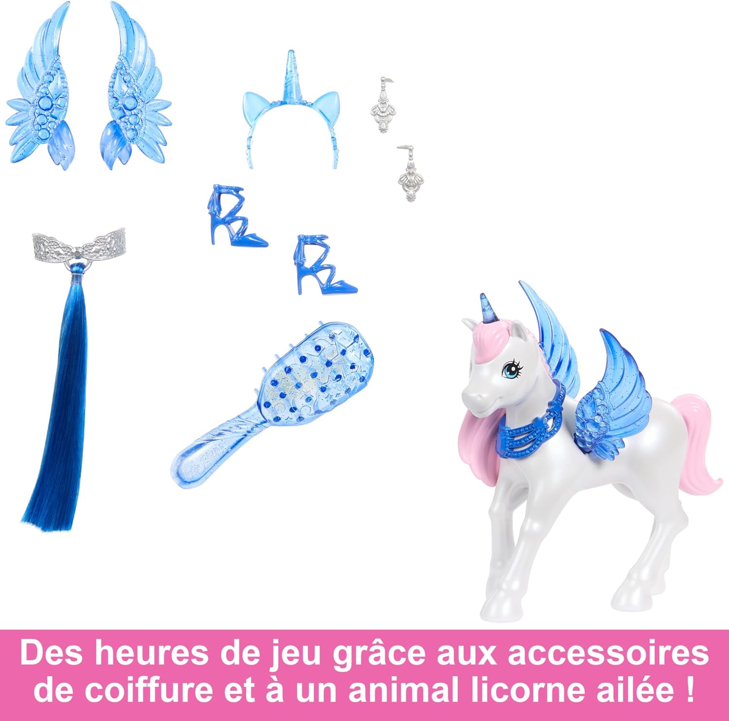 Barbie Unicorn Toy - 65th Anniversary Alicorn Doll with Blue Hair & Pink Gown 3