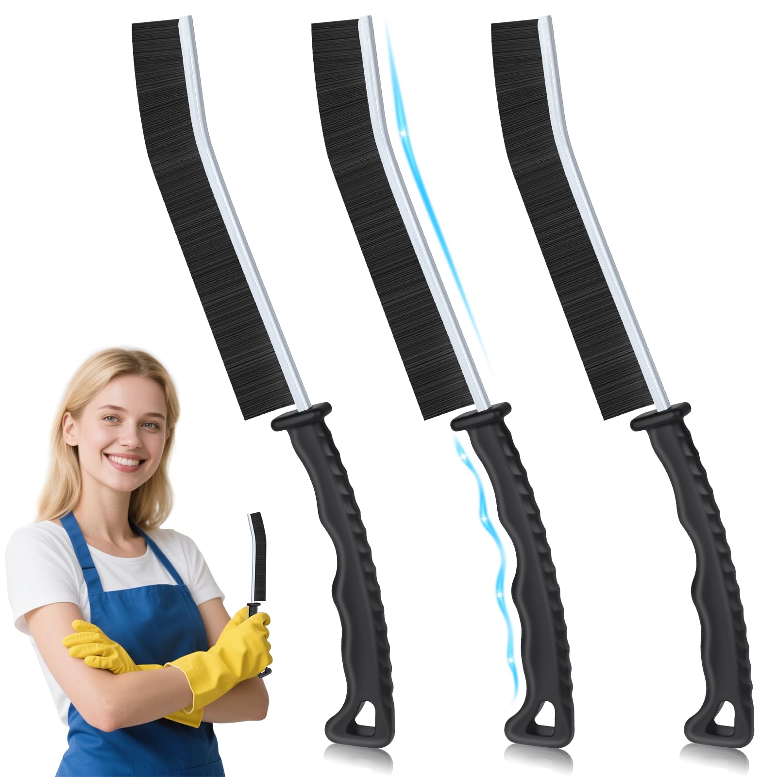 Alyvisun - 3 Pack Crevice Cleaning Brush for Hard-to-Reach Spaces