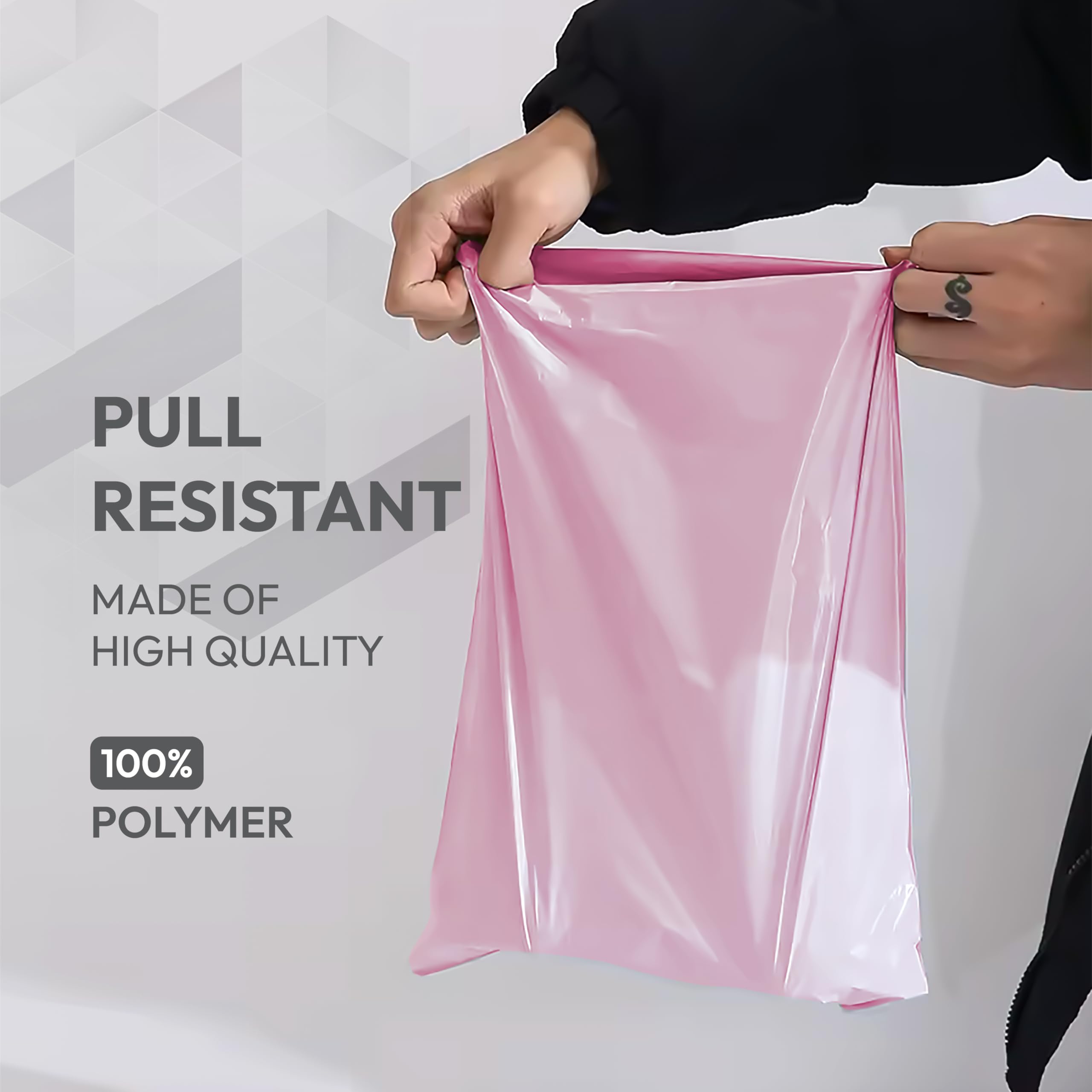 delka Polyethylene Mailers - 60 Pack Pink Self-Sealing Bags | Water-Resistant | 100x60x3mm 3