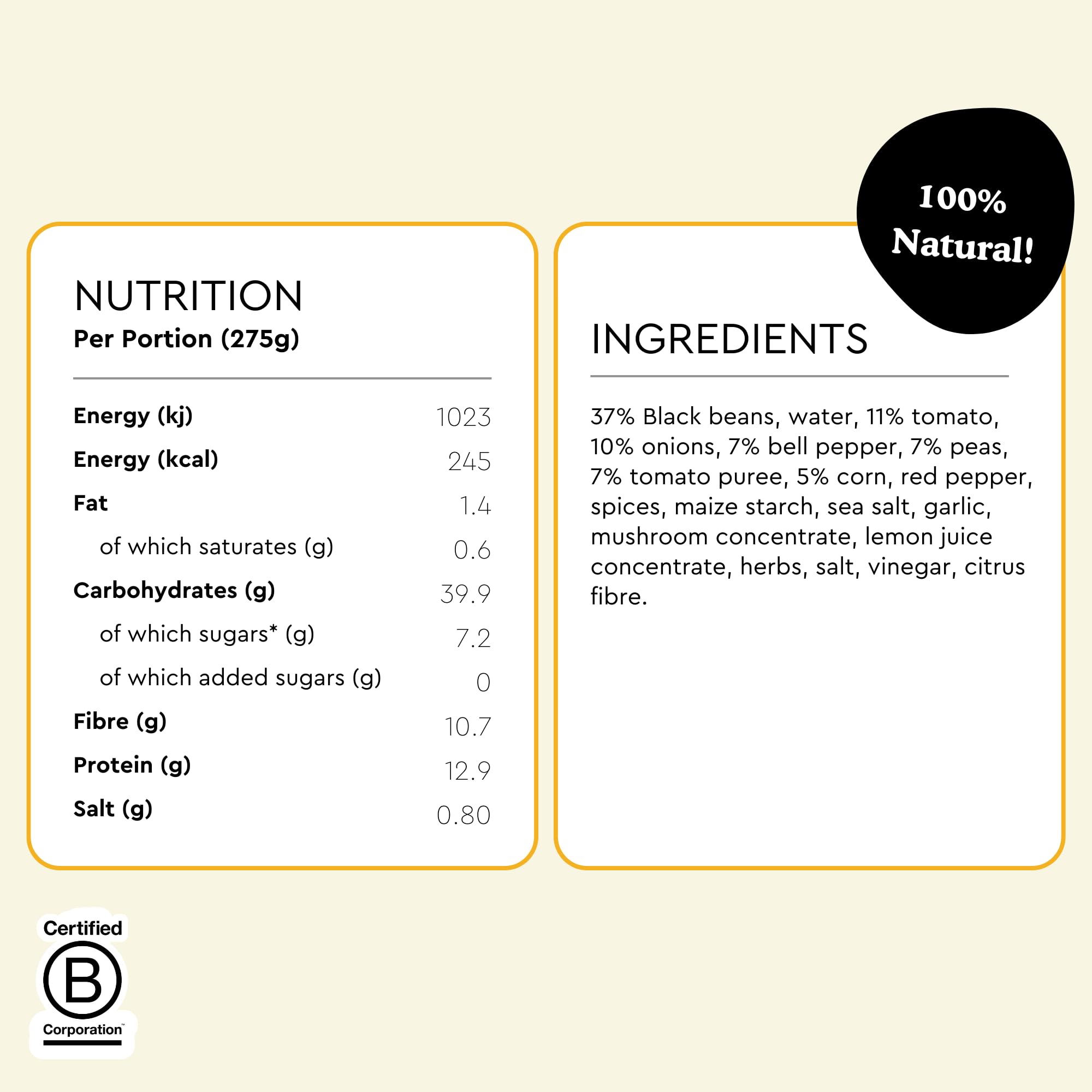 Fiid Mexican Black Bean Chilli - 3 x 100% Natural Vegan Microwave Ready Meals 11