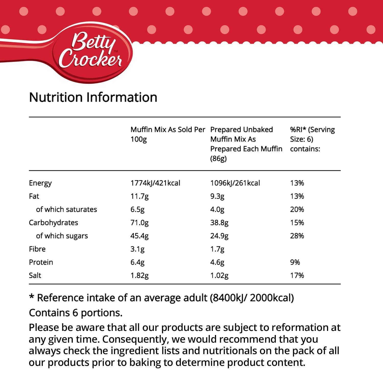 Betty Crocker - Chocolate Chunk Muffin Mix Baking Kit (335g Pack of 4) 4