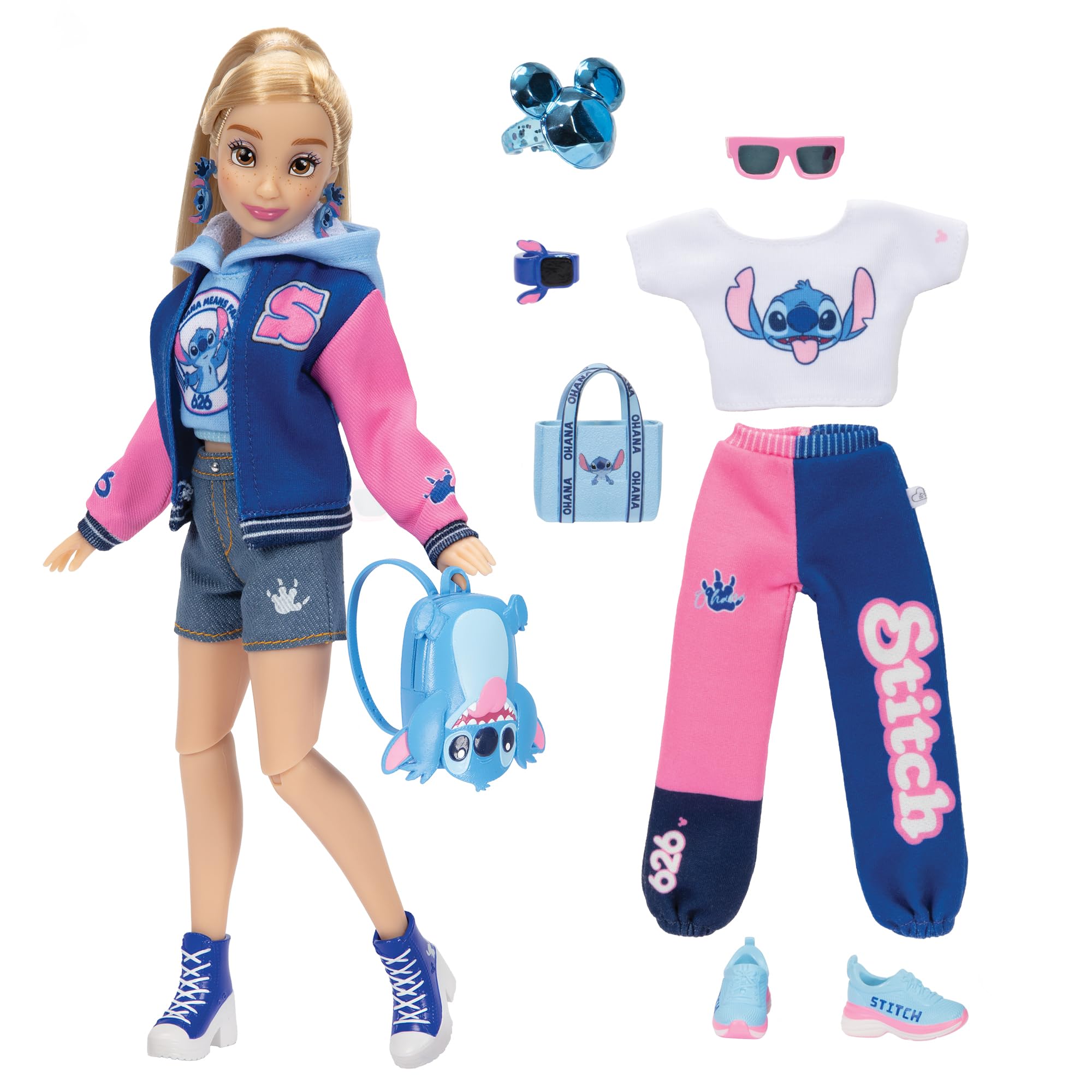 Disney ily 4EVER Stitch Fashion Doll with Varsity Jacket - 11.5" Tall, Poseable with Mickey Ring