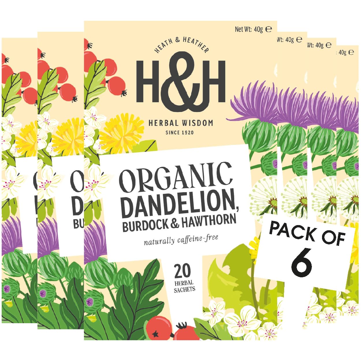 Heath & Heather - Organic Dandelion, Burdock & Hawthorn Tea Herbal Infusion