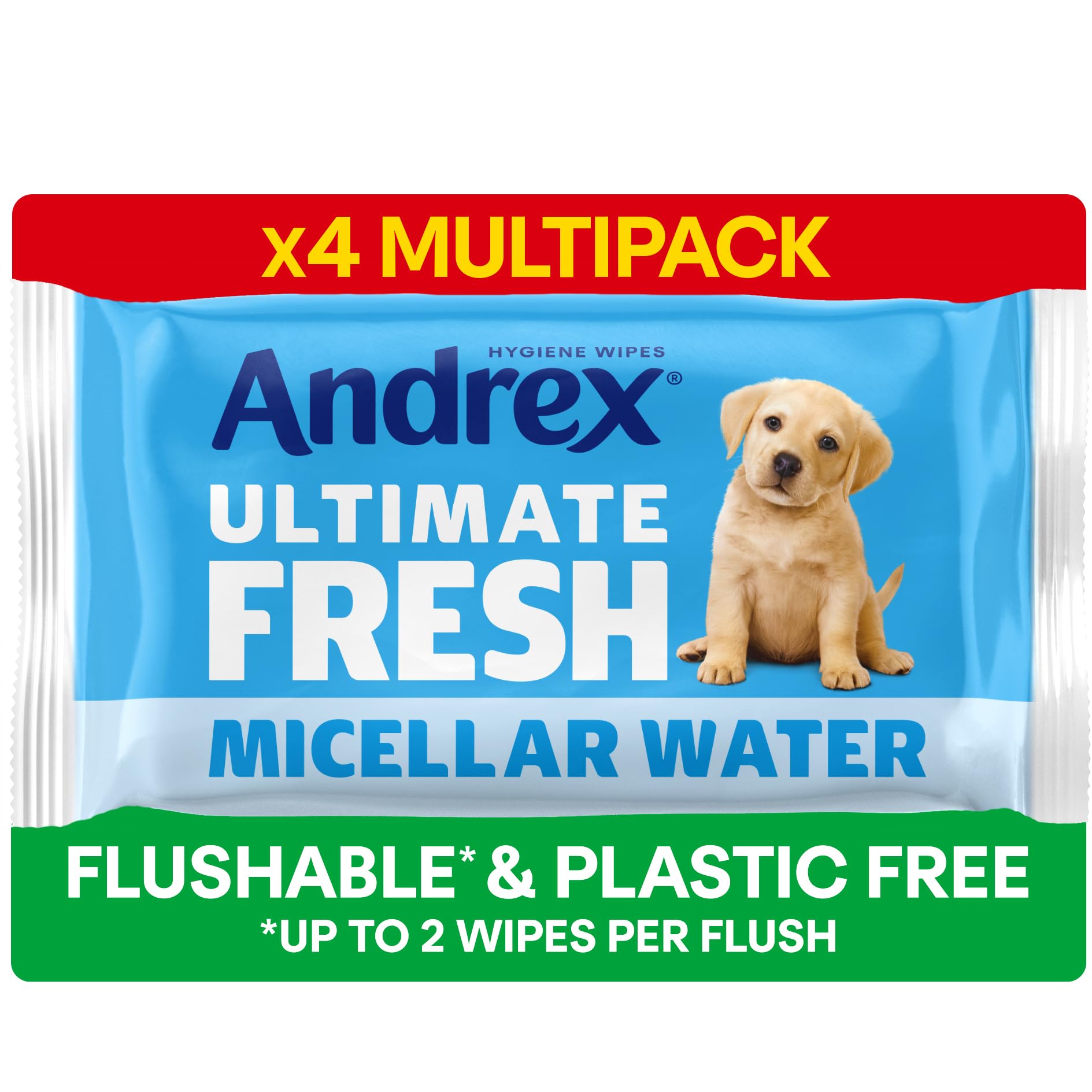 Andrex Ultimate Fresh Washlets - 4-Pack (36 Wipes per Pack), Biodegradable, Flushable, Dermatologically Tested Moist Toilet Tissues