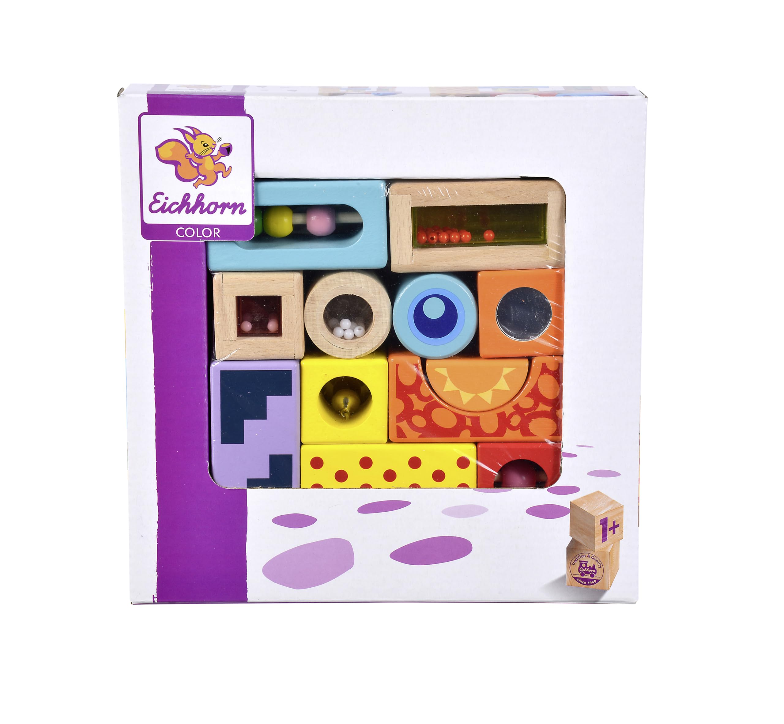 Eichhorn 100002240 Sound Building Blocks - Educational Wooden Toy for Toddlers 12 Months+ 12