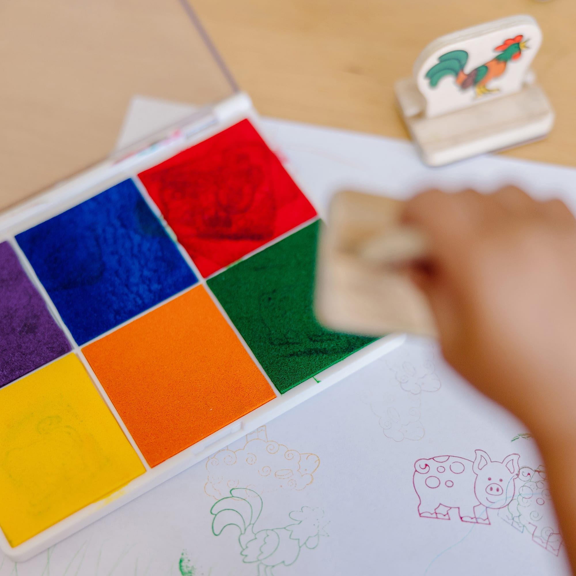 Melissa & Doug Rainbow Stamp Pad - 6 Washable Ink Colors for Kids Ages 3+ | Model 11637 7
