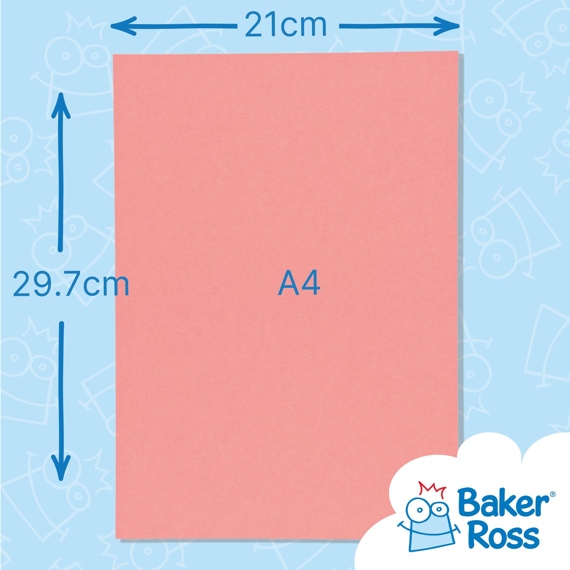 Baker Ross A4 Pastel Coloured Card - 50 Sheets, 220 gsm for Crafts and Decoration 3