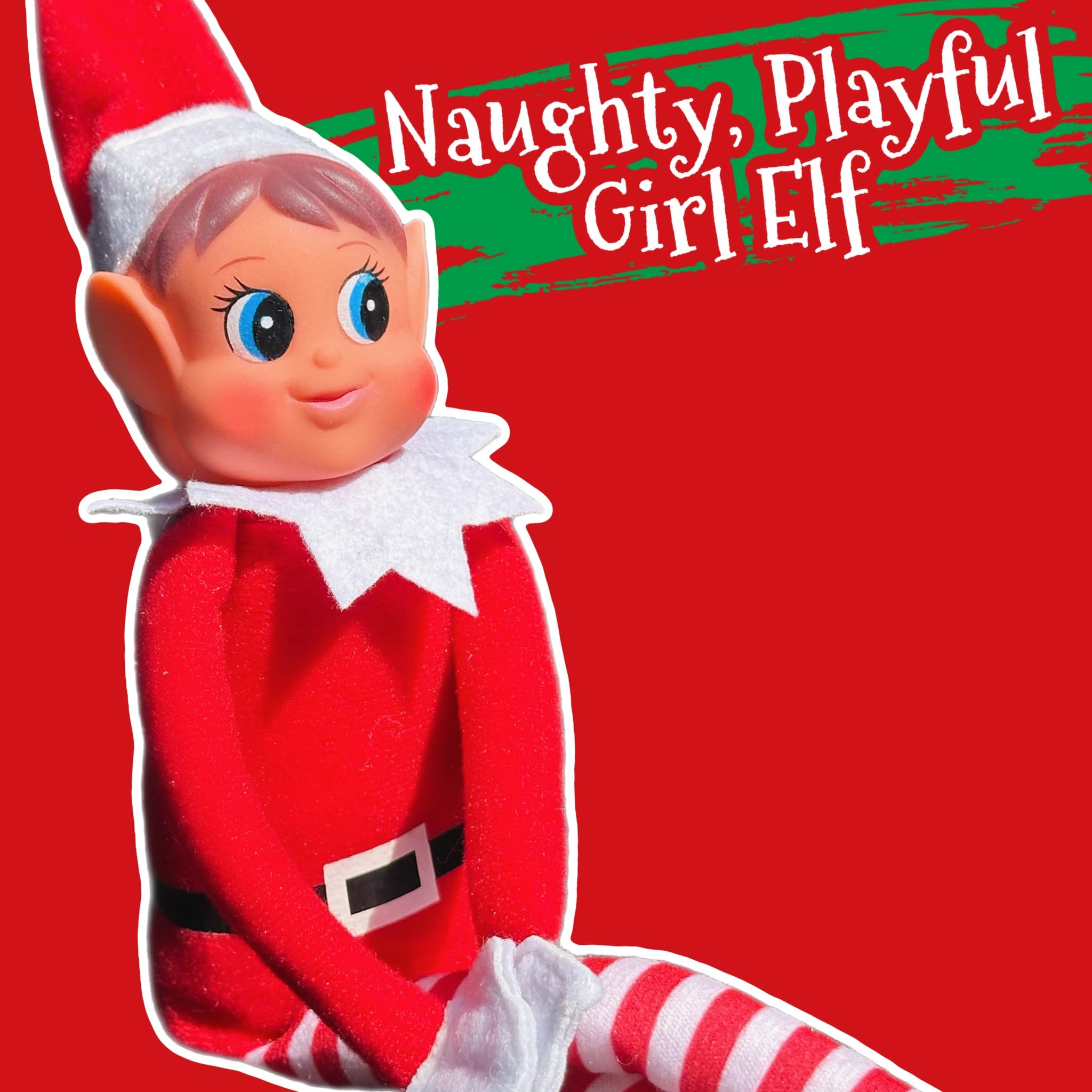 GLOW Elves Behavin' Badly - Elvie (Girl) Soft Body Vinyl Face Christmas Elf Figure 11
