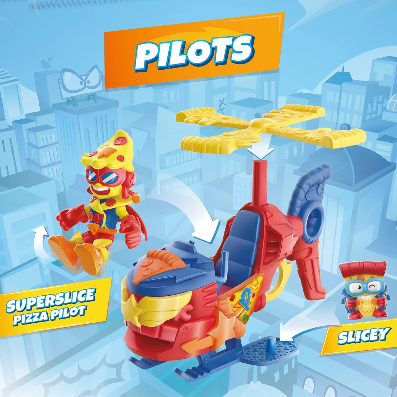 SUPERTHINGS - Pizzacopter Helicopter with Pizza Disc Launcher & Exclusive Figures 5