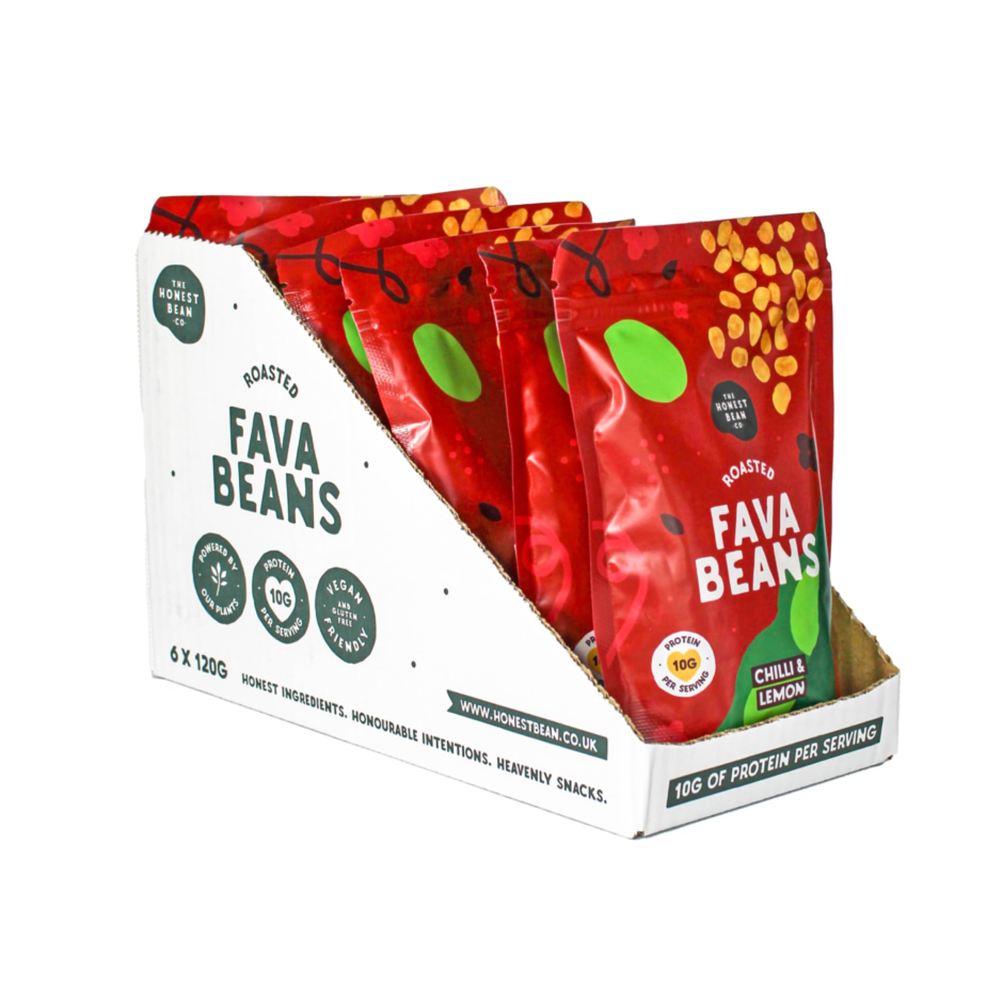 The Honest Bean Co Roasted Fava Bean Chilli & Lemon High Protein Vegan Snack 6 x 120g 5