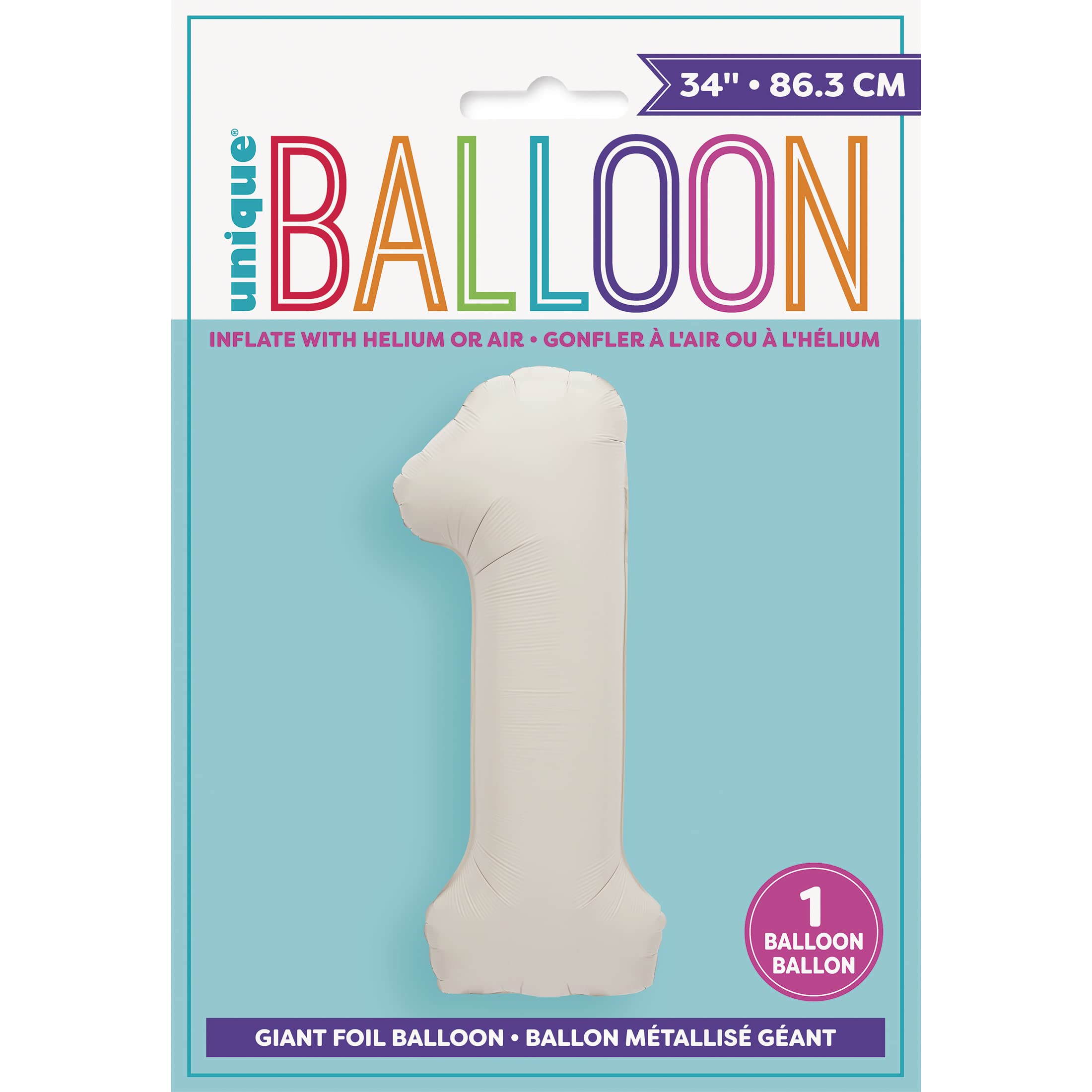 Giant Matte Nude Foil Number 1 Balloon - 86 cm - For 1st Birthday Party Decor