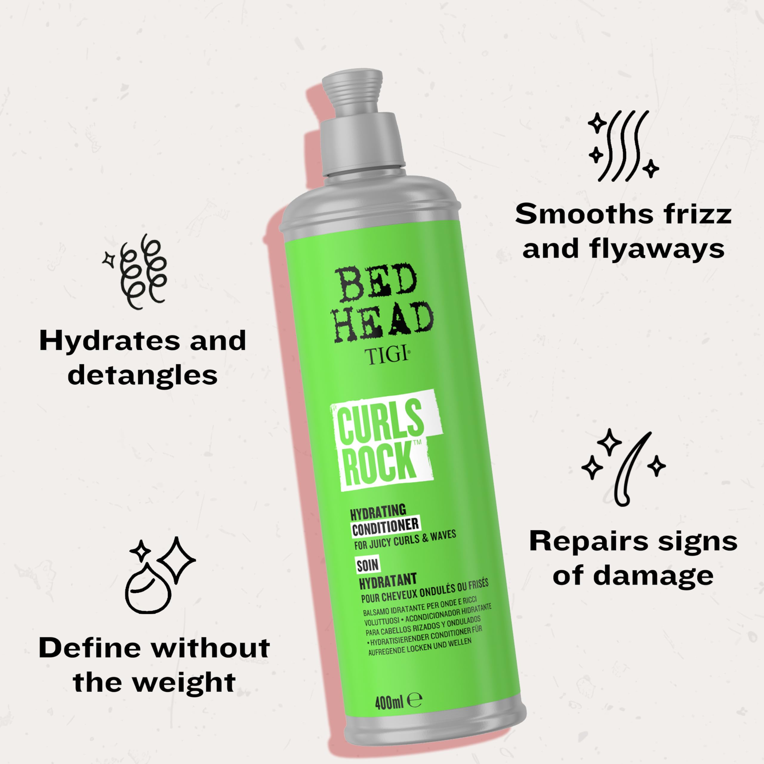 Bed Head by TIGI Curls Rock Hydrating Conditioner - Deep Moisturising, Detangling, Frizz Control | 400ml 4