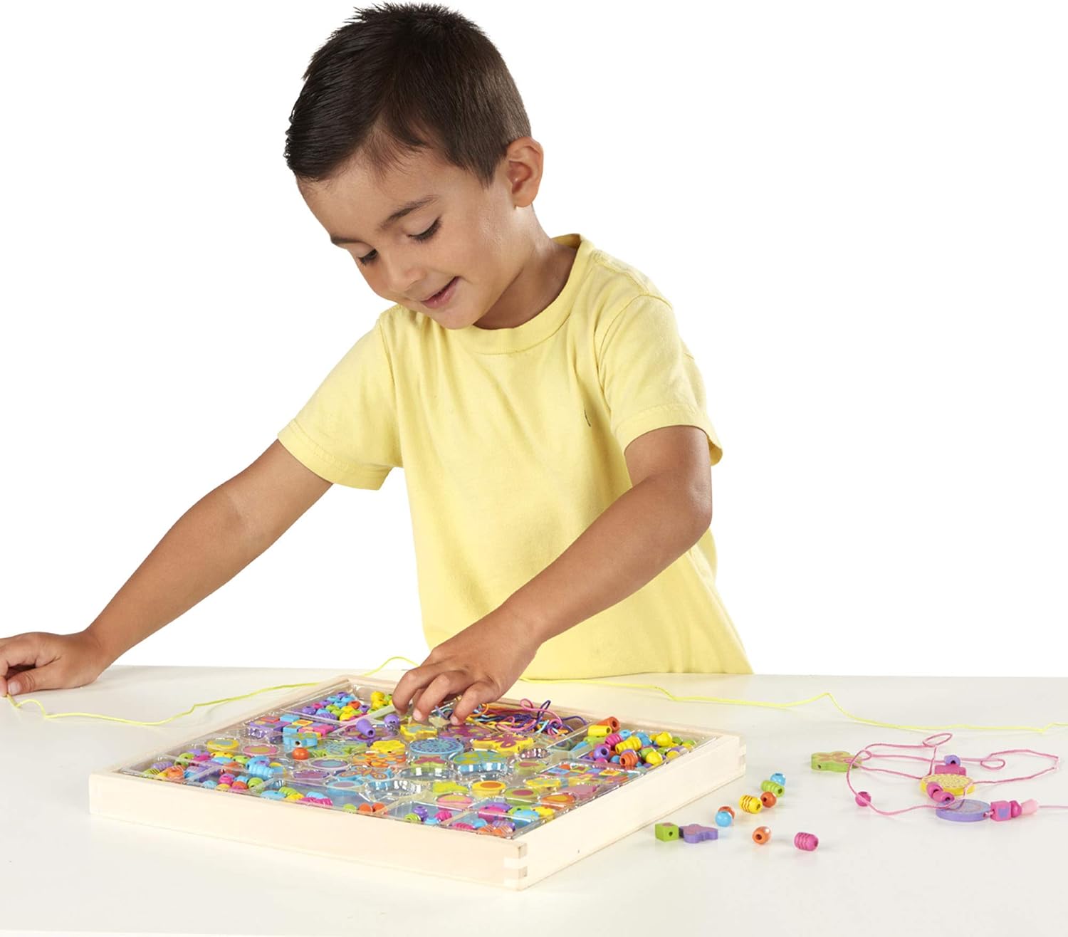 Melissa & Doug Wooden Bead Bouquet - Jewelry Making Craft Kit for Kids 4-8