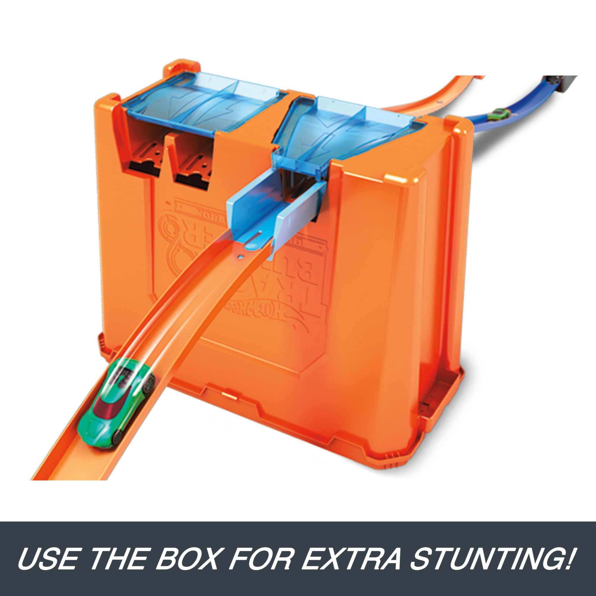 Hot Wheels GGP93 Deluxe Stunt Box - 36-Piece Track Set with Crash Zone & 2 Cars, Ages 6+ 11