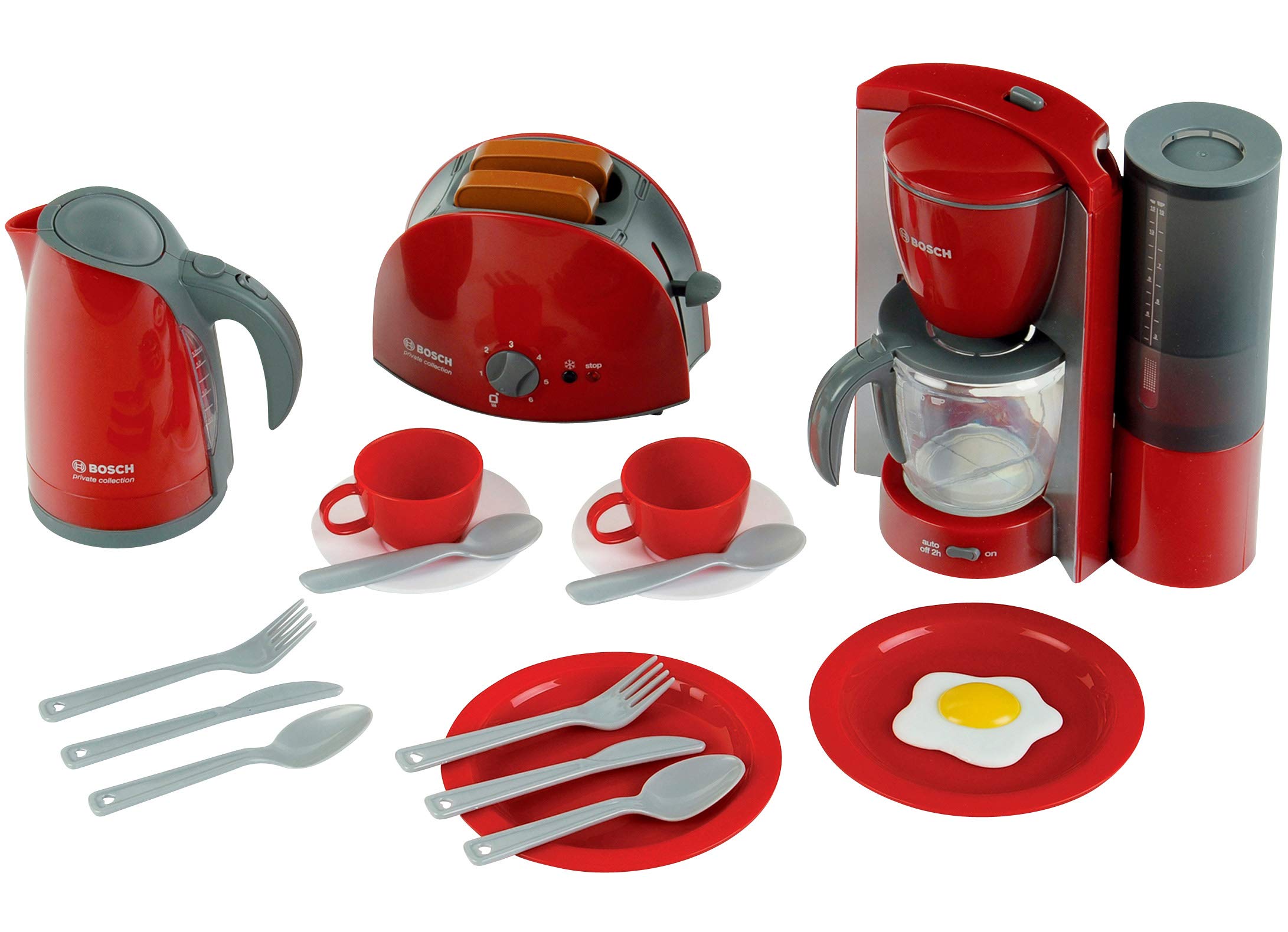 Theo Klein 9564 Bosch Breakfast Set with Toaster, Coffee Machine, and Kettle Toy for Ages 3+