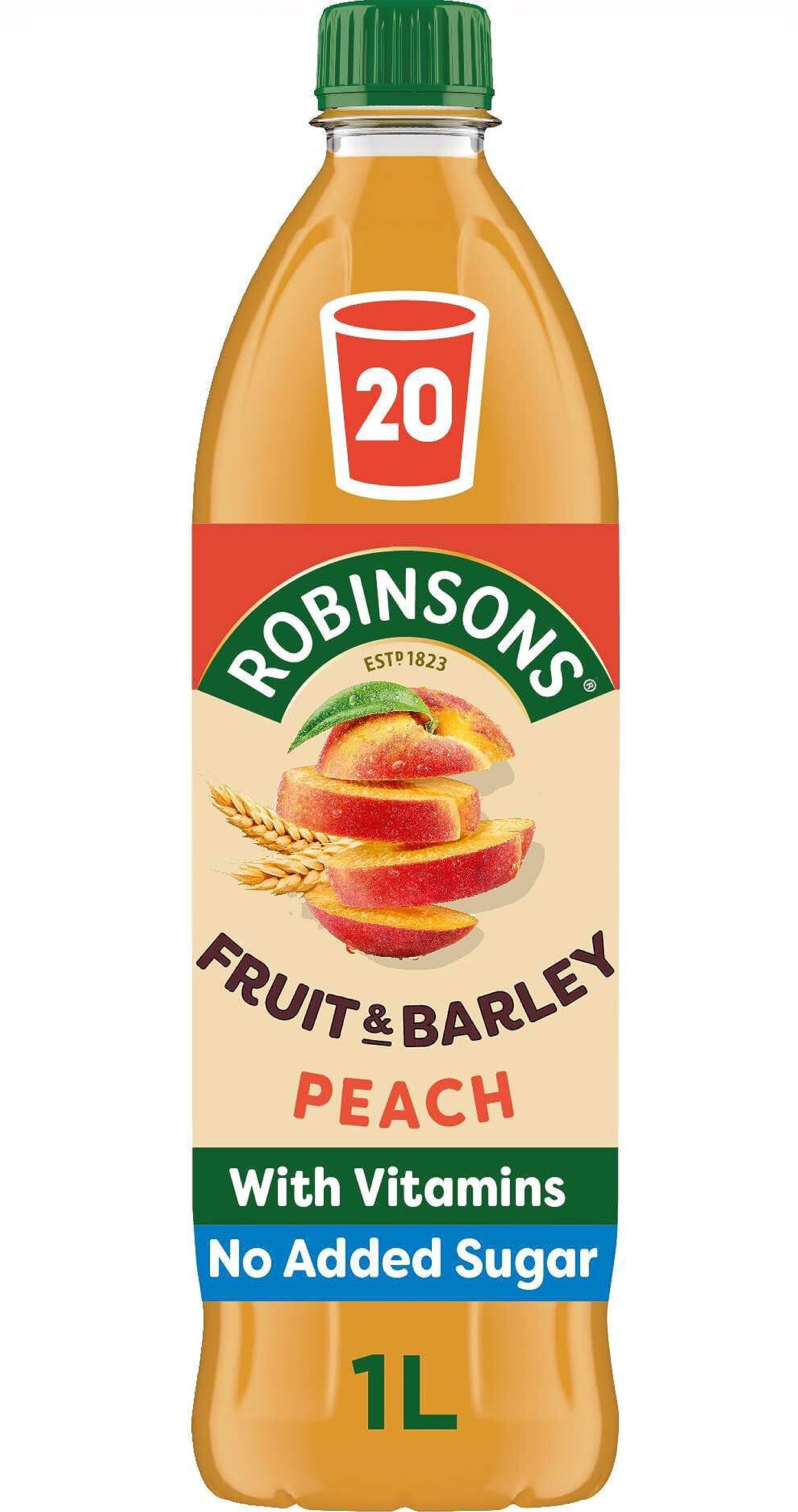 Robinsons Fruit & Barley Peach Squash - No Added Sugar, Low Calorie | 1 L 1