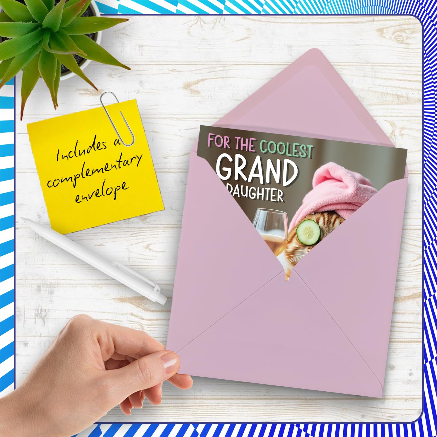 Stuff4 Funny Granddaughter Birthday Card - Relaxing Bath Cat Design | 145mm x 145mm 5