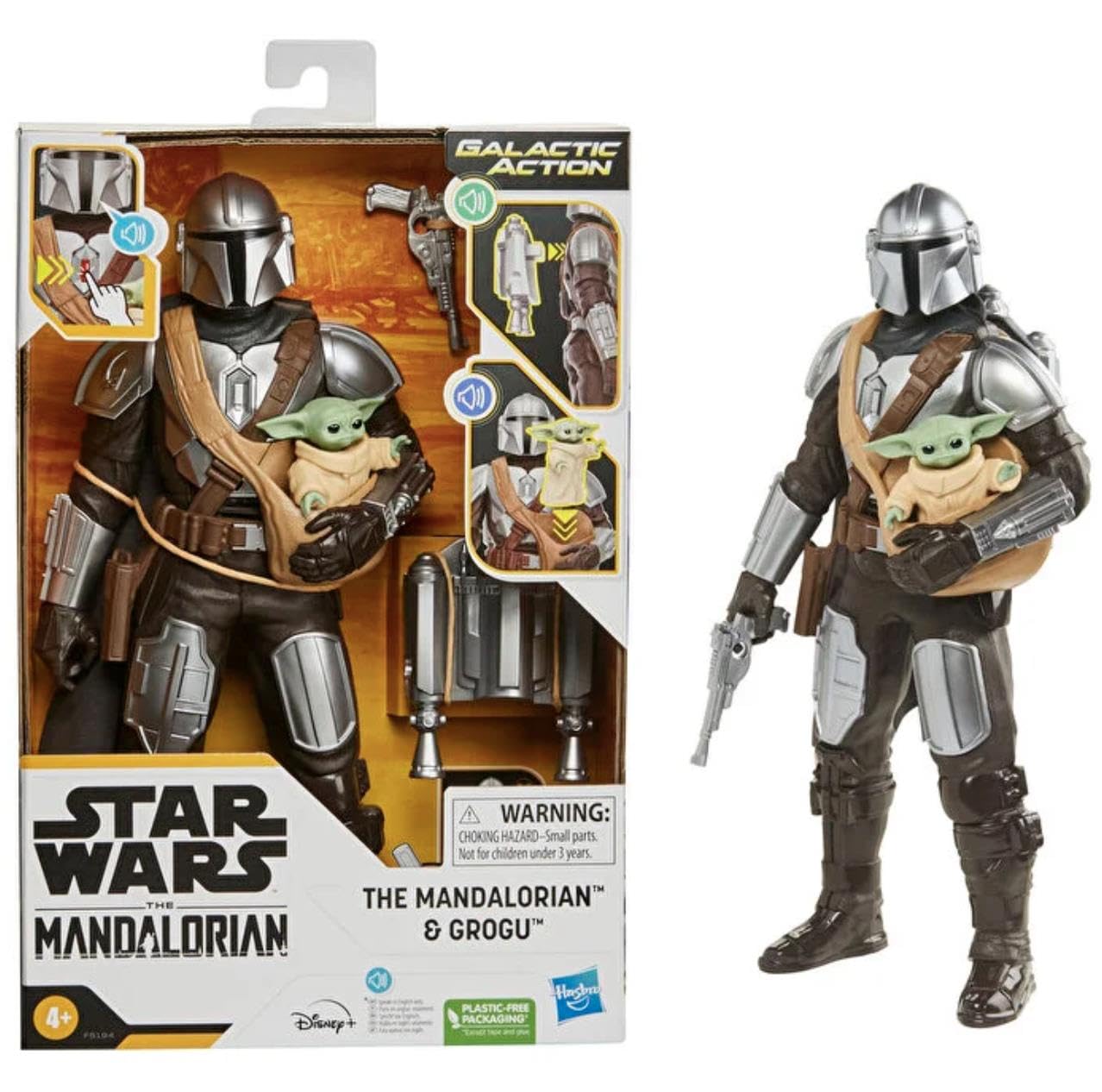 Star Wars Galactic Action The Mandalorian & Grogu - 30 cm Electronic Action Figure with Sounds & Jetpack - Ages 4+ 8