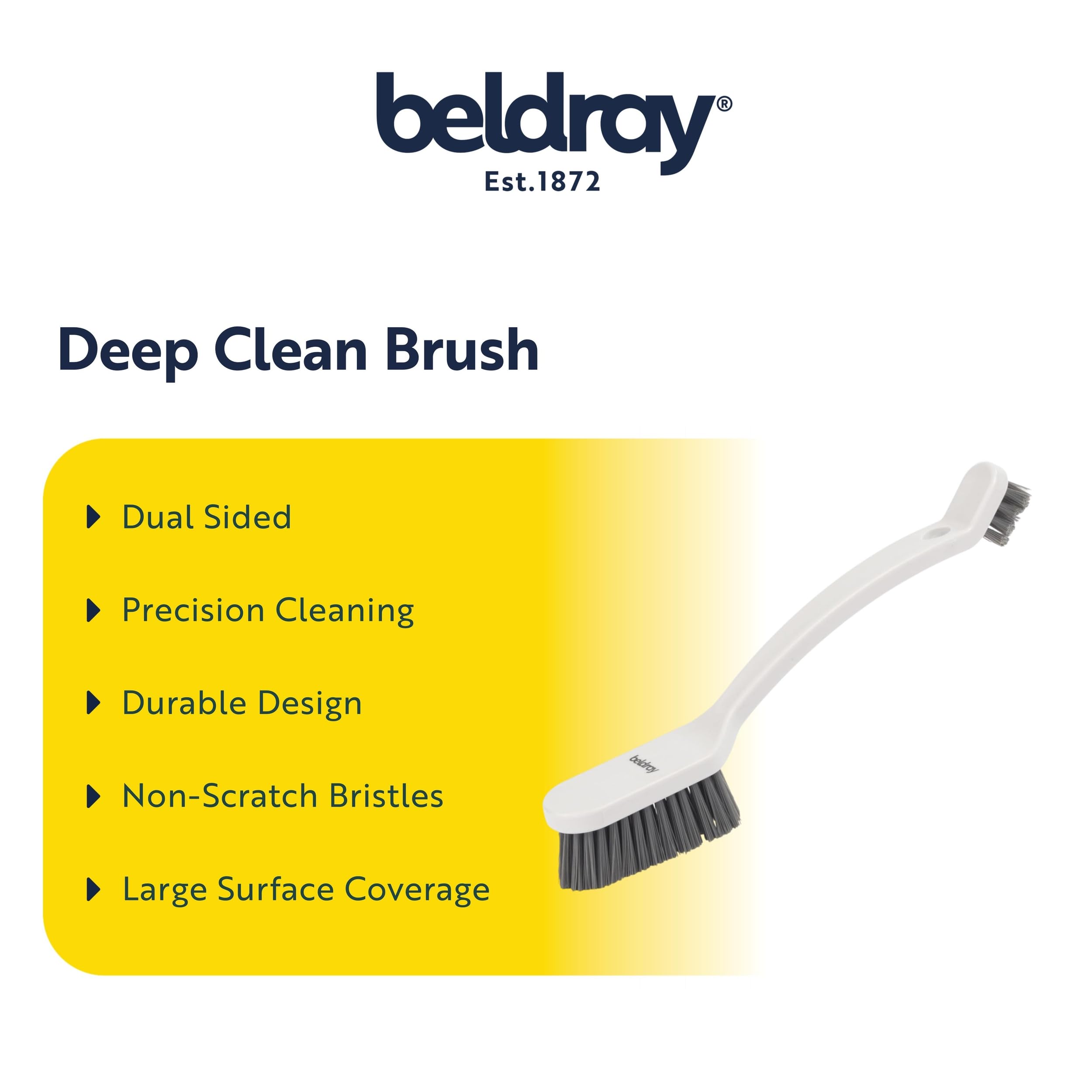 Beldray Deep Clean Scrubbing Brush - Dual Sided Precision Cleaning | Non-Scratch Bristles | White 2