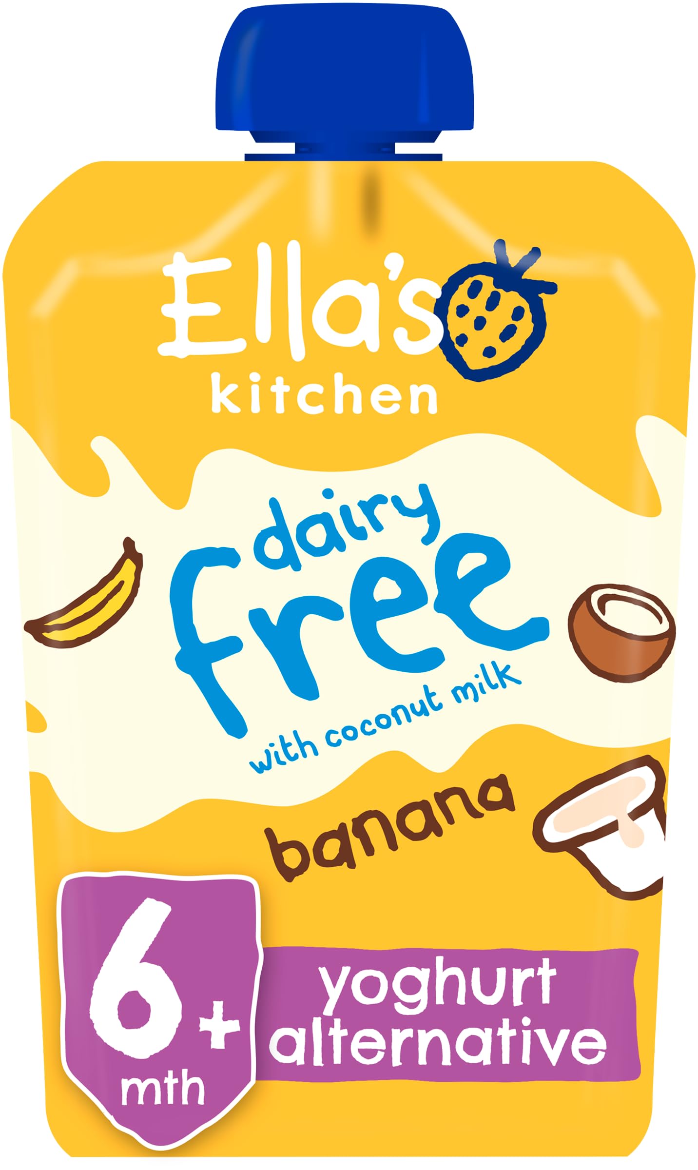 Ella's Kitchen Dairy Free Banana Yoghurt Alternative with Apples & Coconut Milk, 90g