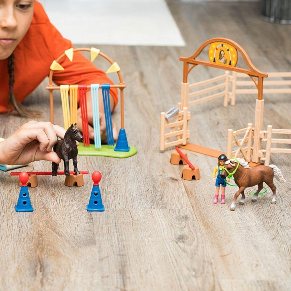 Schleich 42481 Pony Agility Training Playset - Farm World Animal Figures for Kids 3+ 7