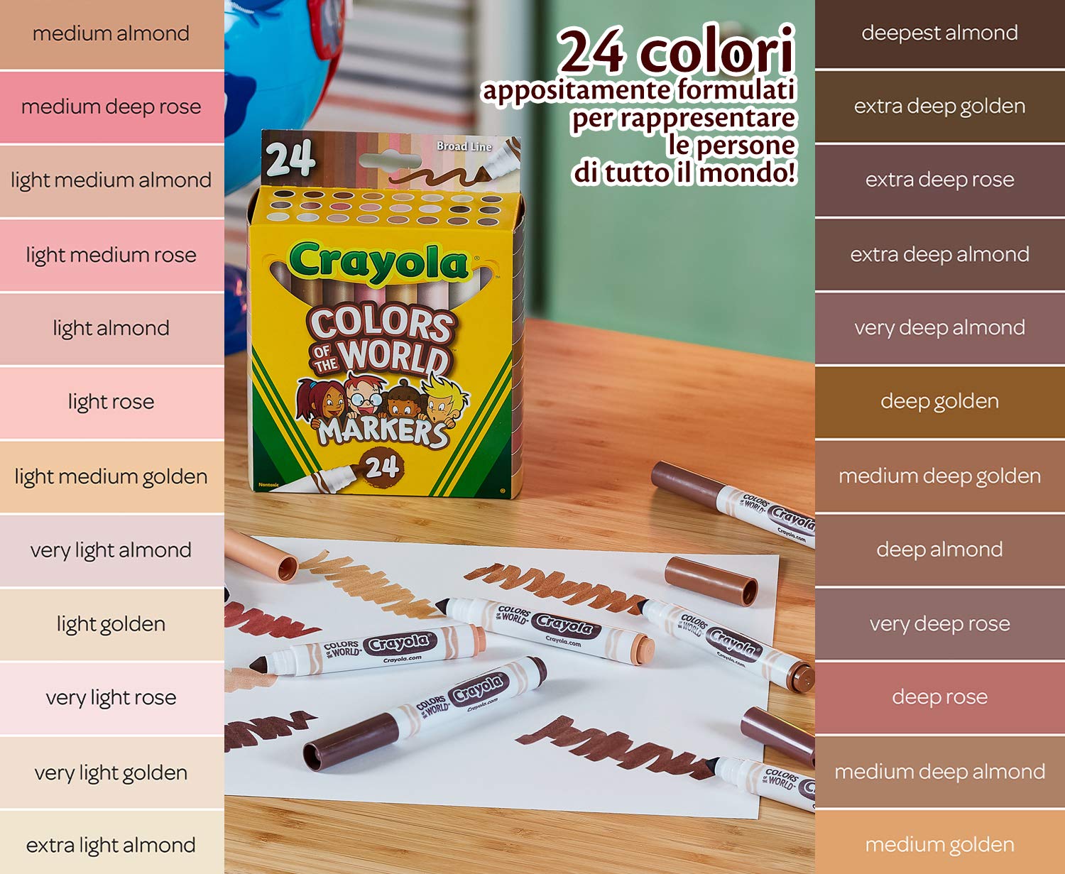 Crayola Colours of the World Washable Markers - 24 Skin Tone Shades for Kids 3+ 3